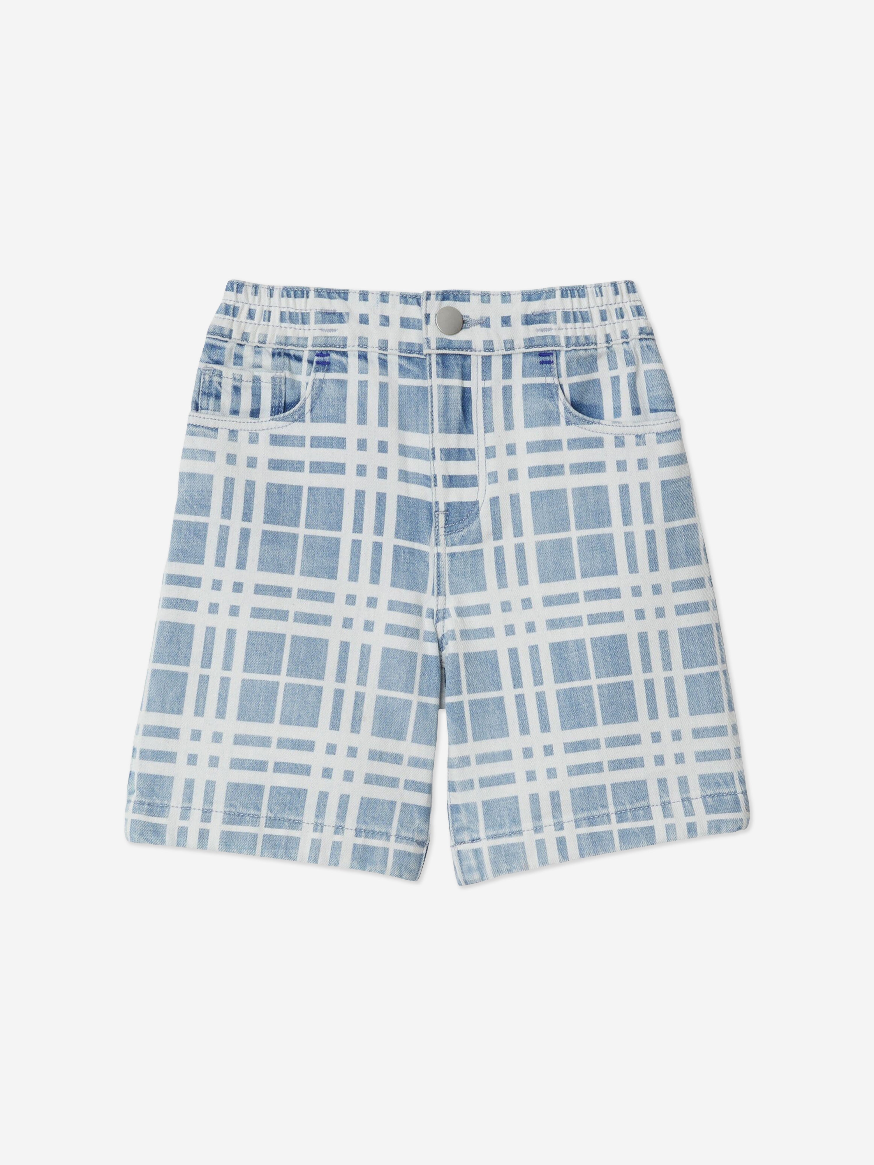 Boys Check Castel Shorts in Blue