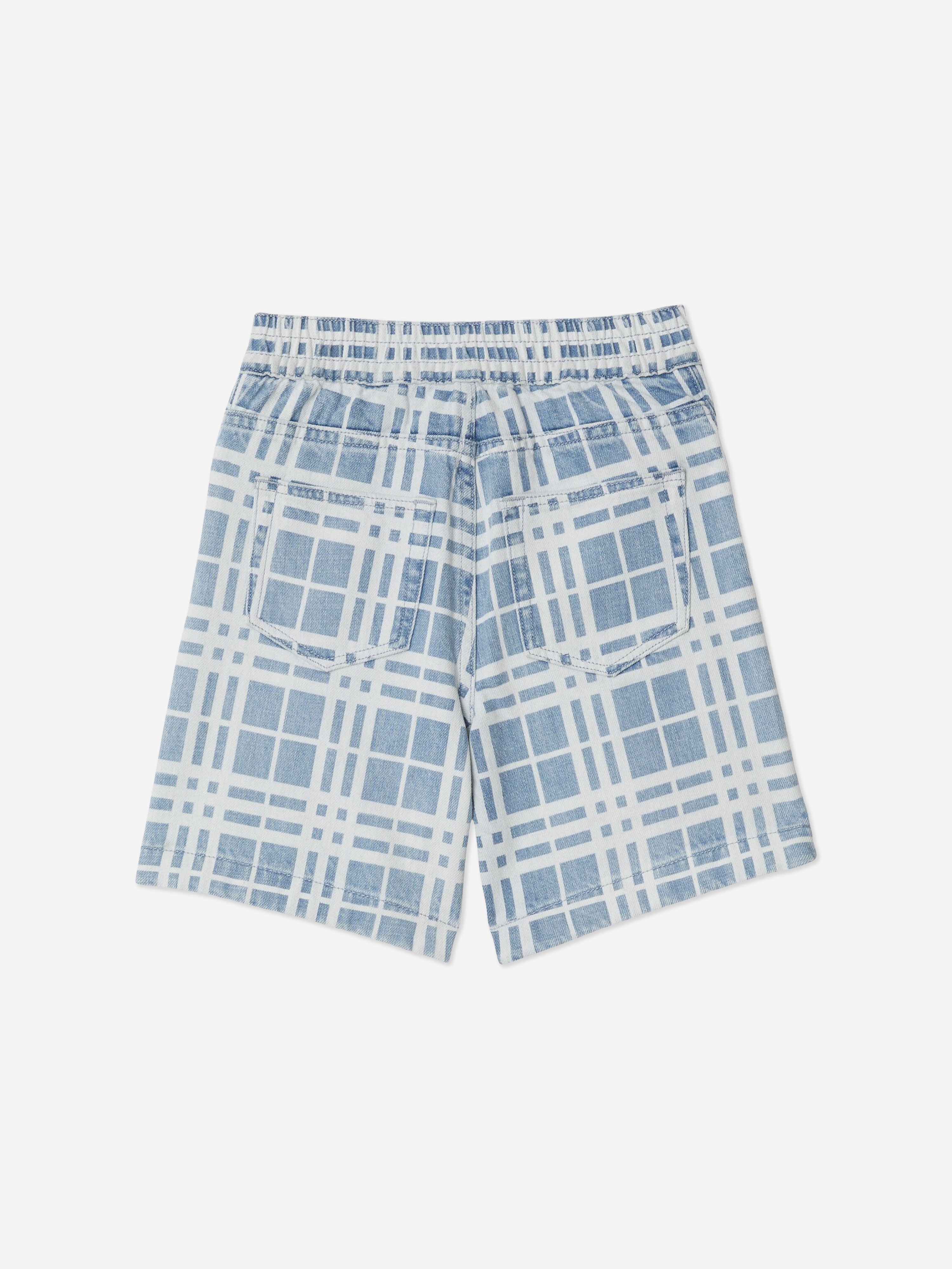 Boys Check Castel Shorts in Blue