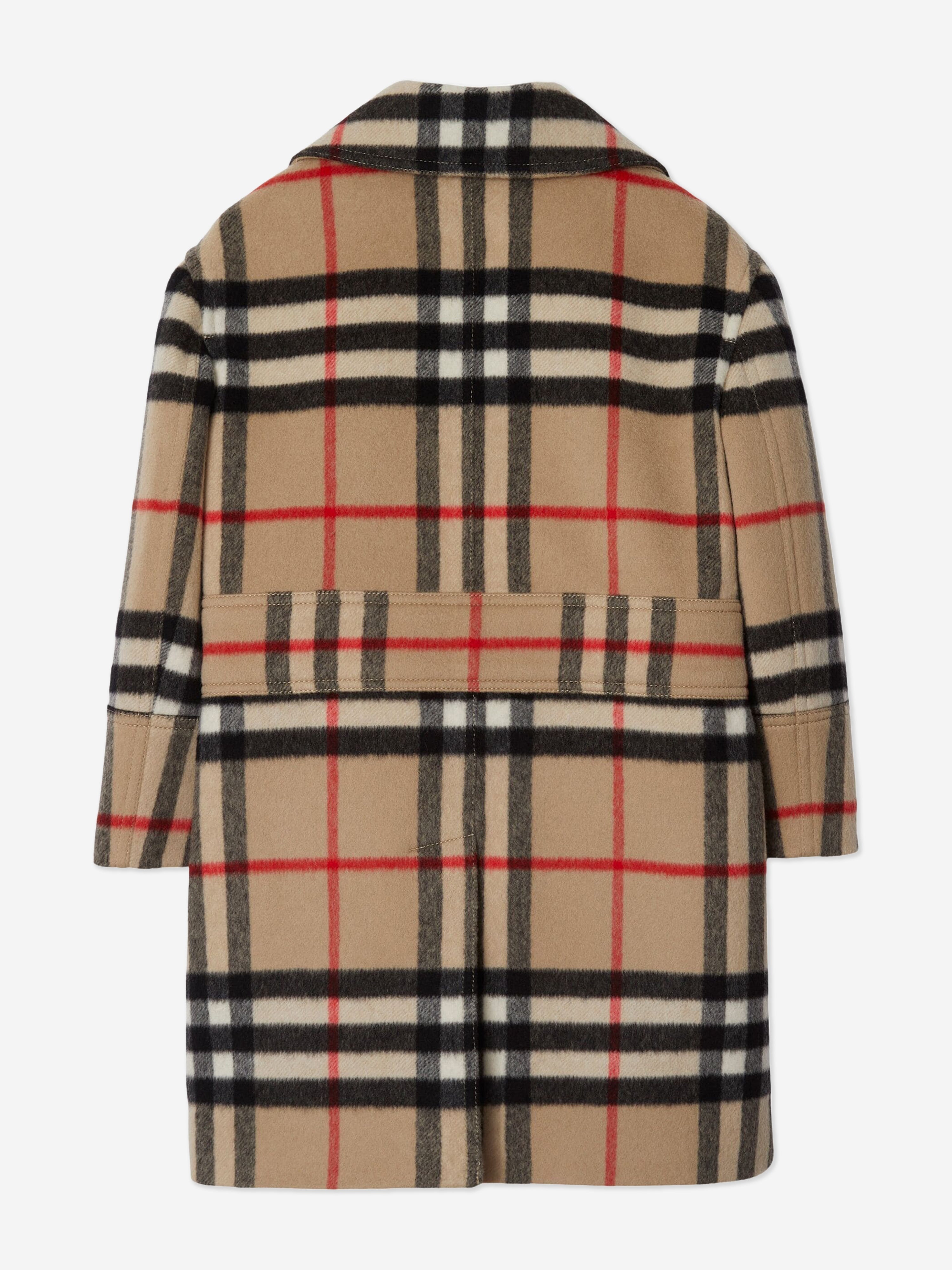 Boys Wool and Cashmere Check Monty Coat in Beige