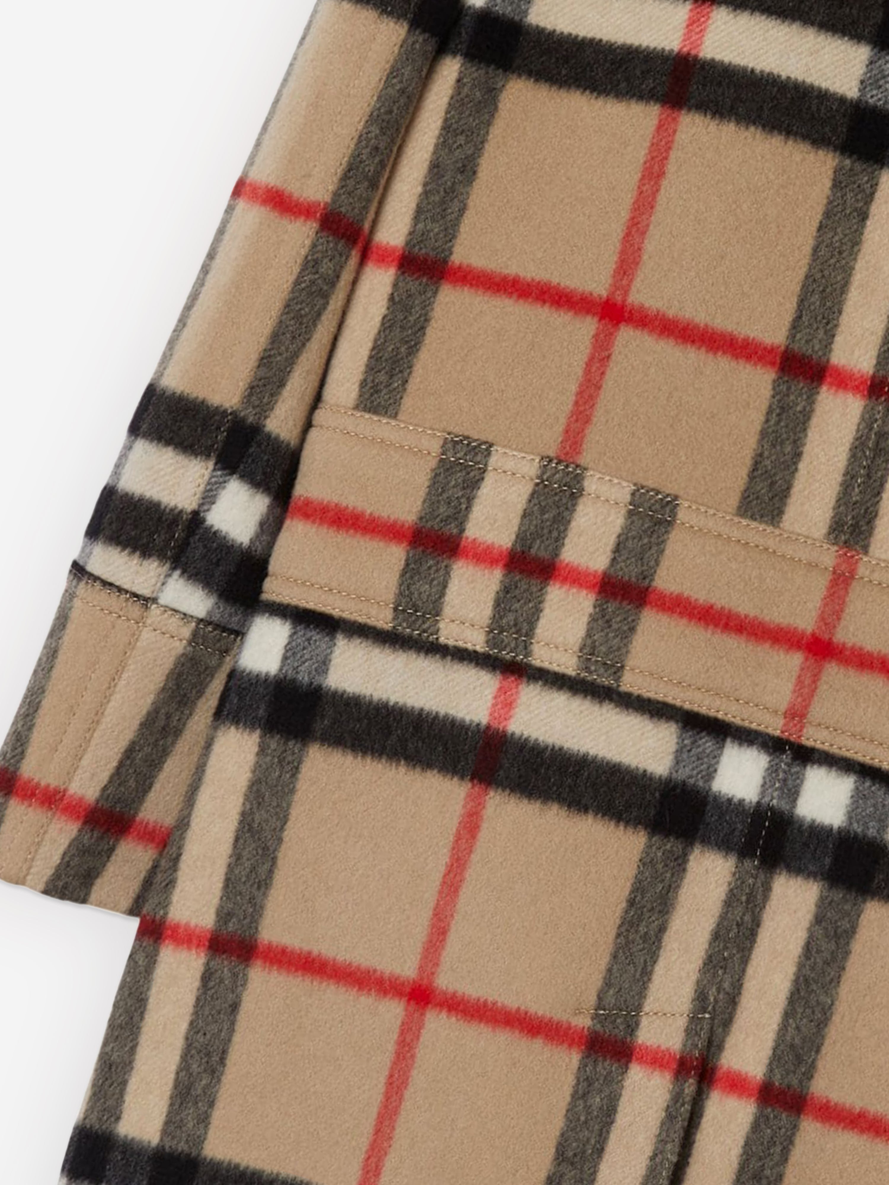 Boys Wool and Cashmere Check Monty Coat in Beige