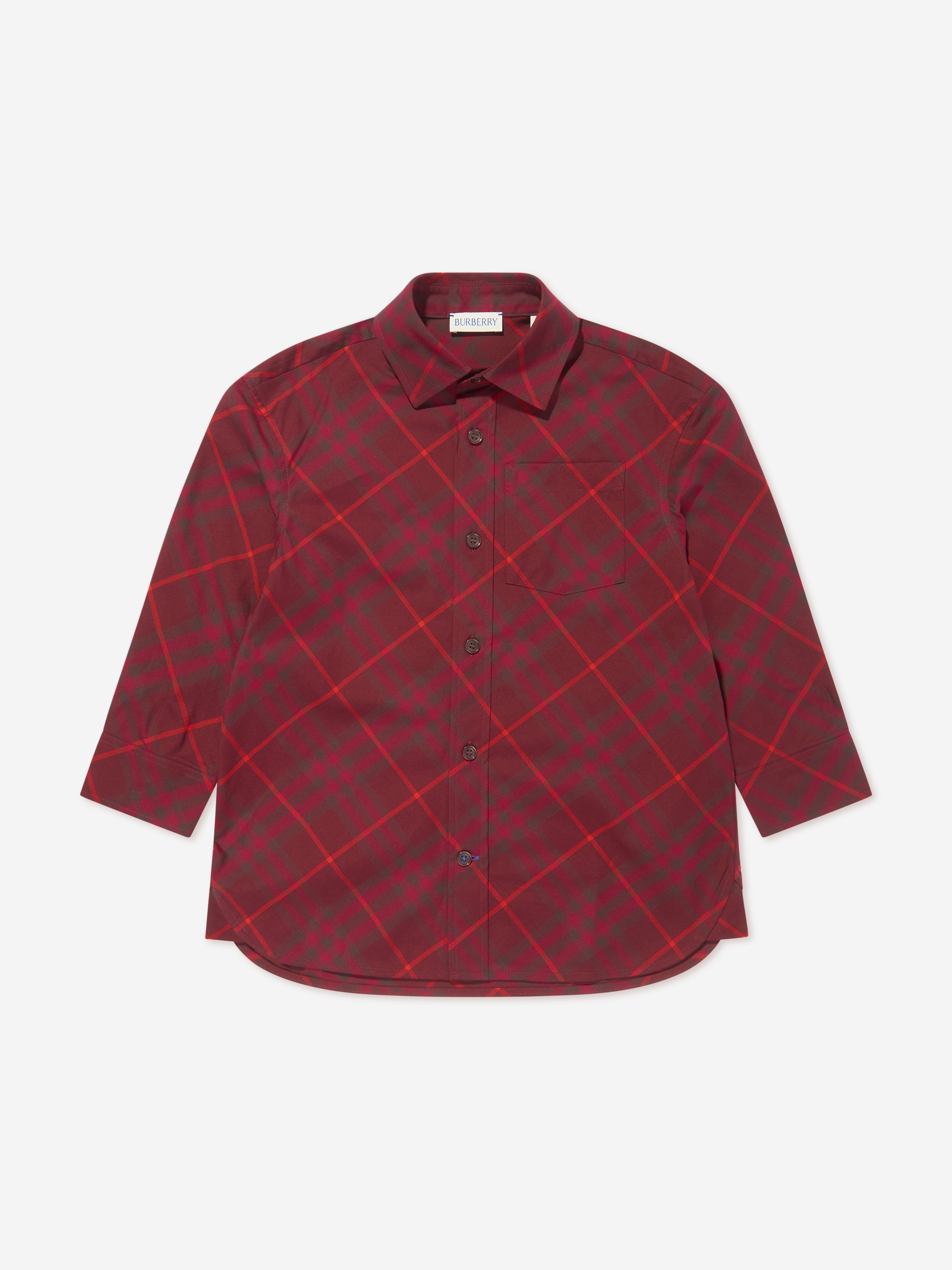 Boys Check Angelo Shirt in Red