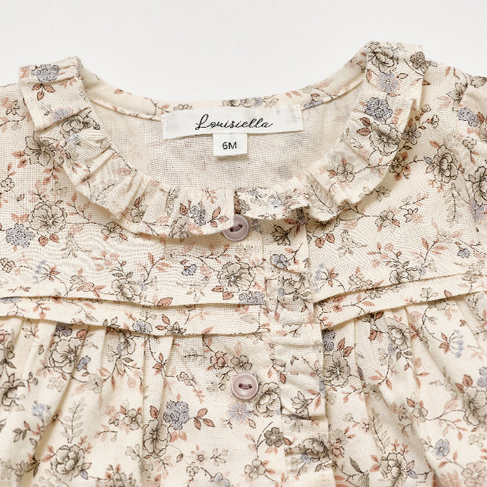 Blouse bébé fille en coton beige