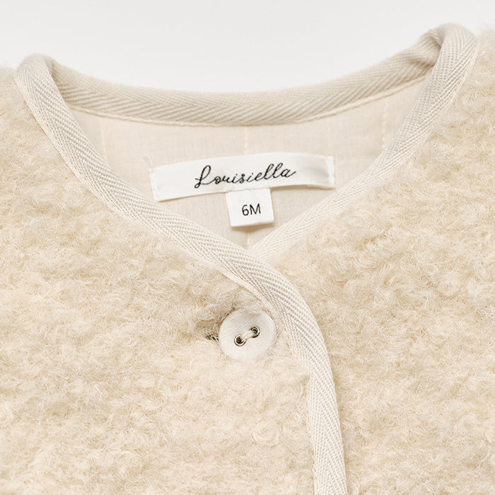 Baby Girls White Sherpa Fleece Padded Jacket