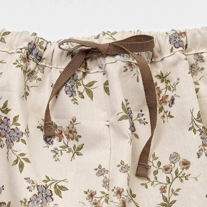 Pantalon en coton fleuri beige pour bébés filles