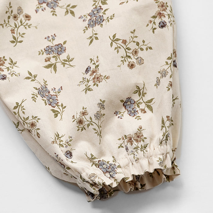 Pantalon en coton fleuri beige pour bébés filles