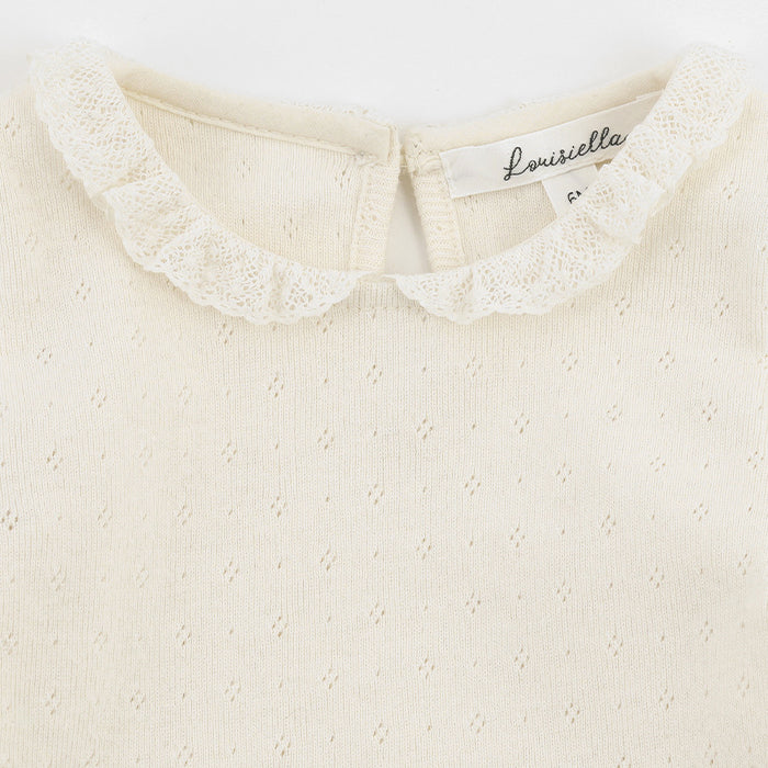 T-shirt bébé fille en coton crème