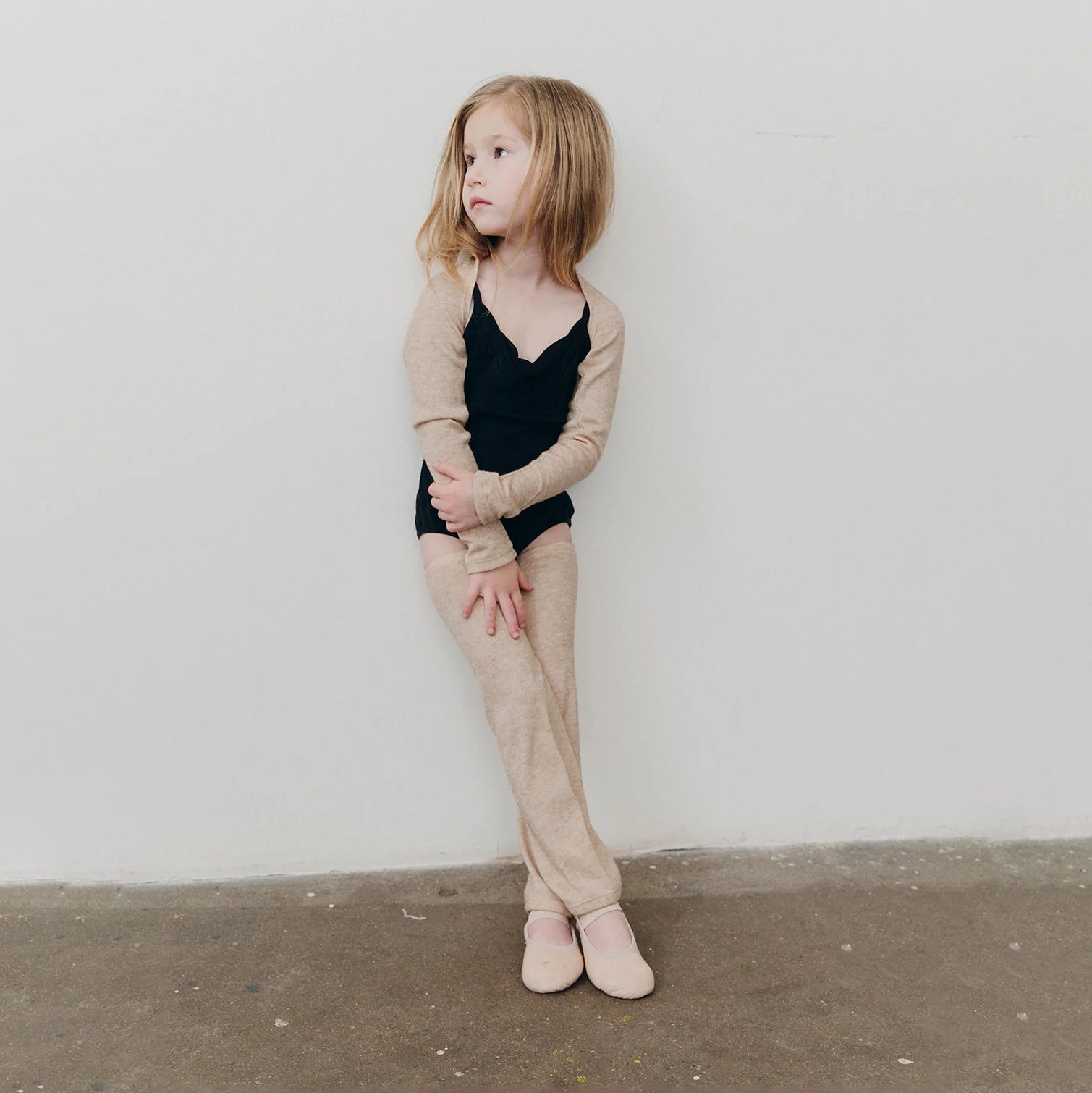 Girls Oatmeal Ballet Shoulder Warmers(Biscotti - KIDS Natalie Shrug)