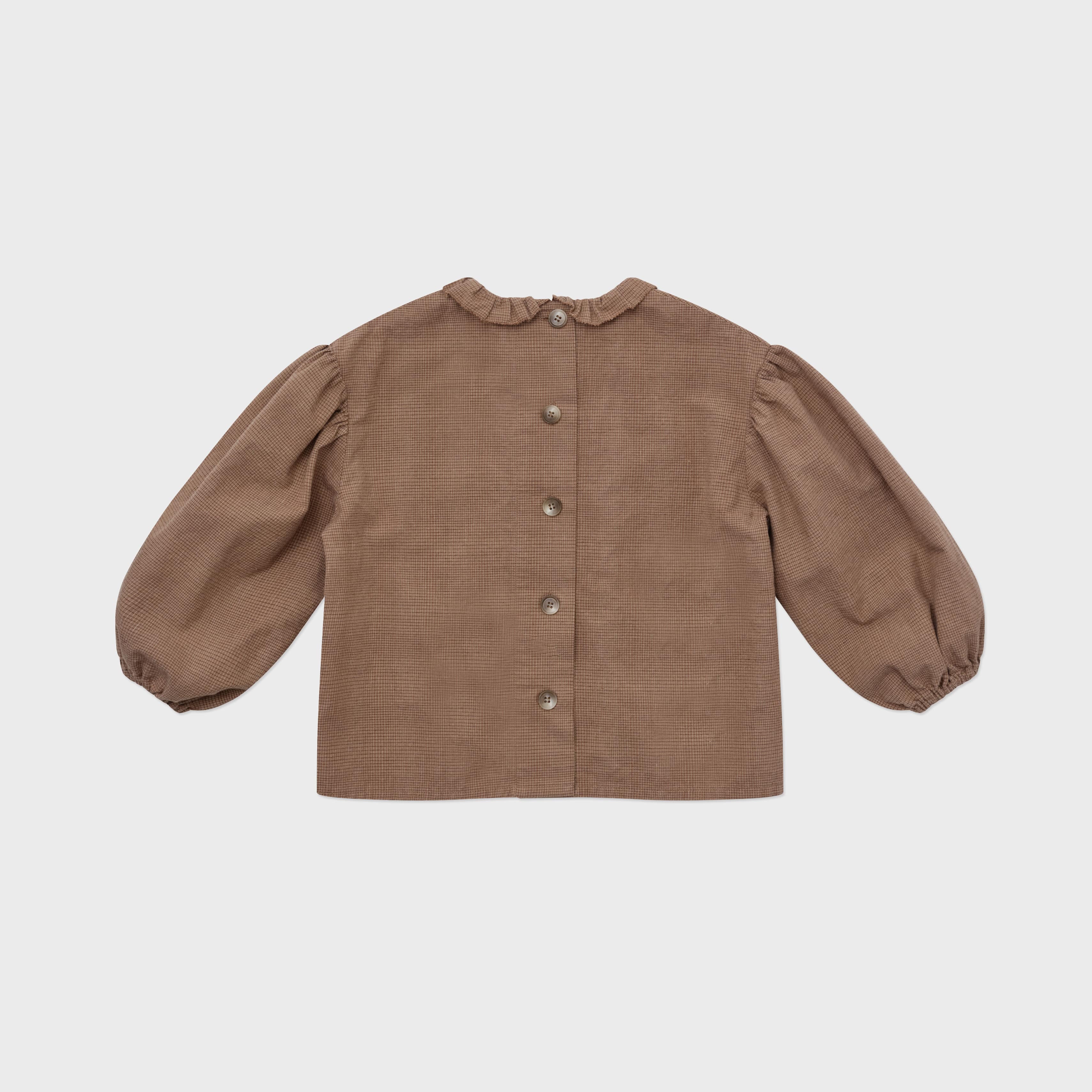 Girls Brown Check Cotton Shirt