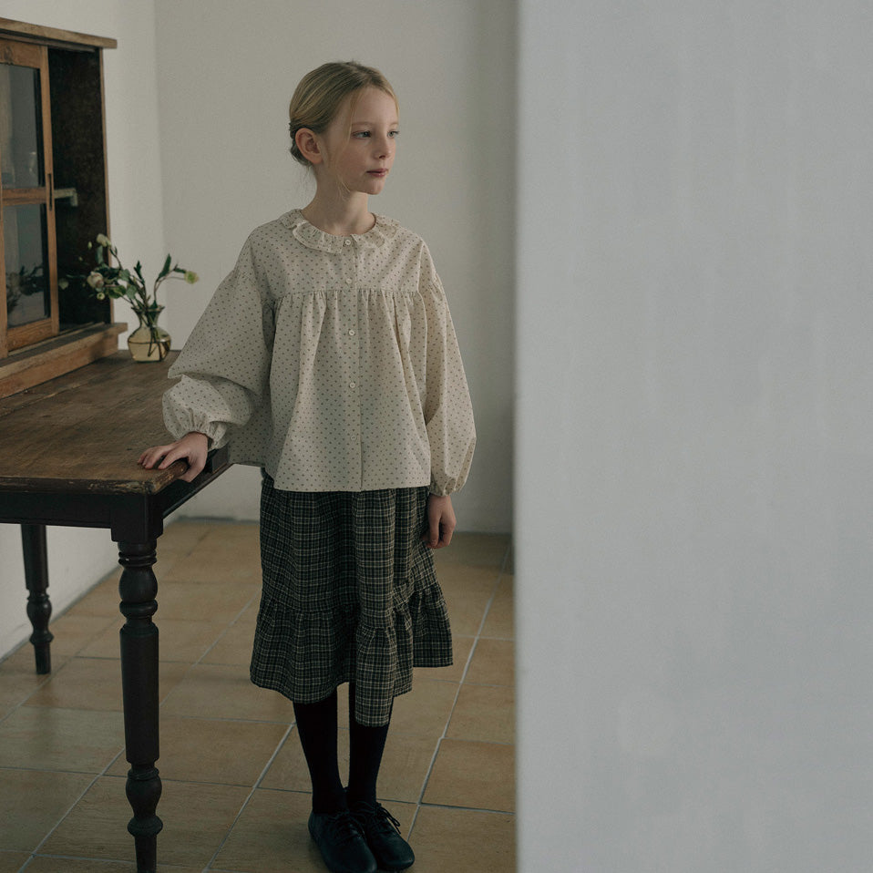 Girls Beige Printed Cotton Blouse