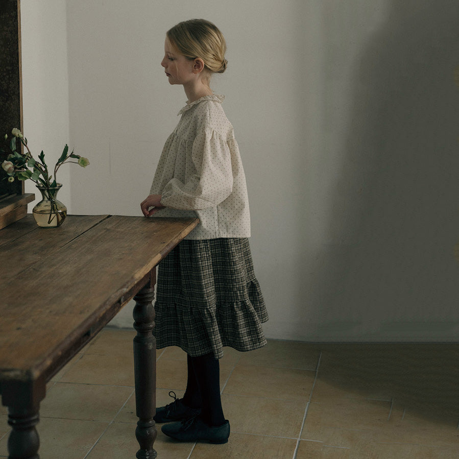 Girls Beige Printed Cotton Blouse