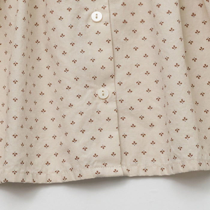 Girls Beige Printed Cotton Blouse