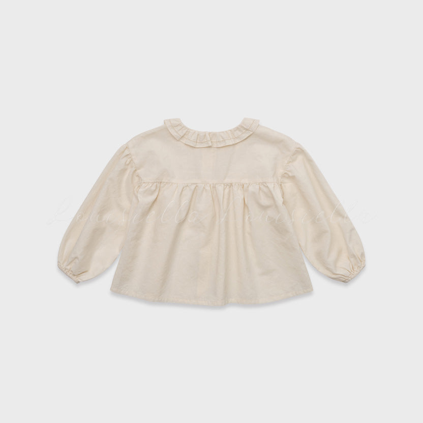 Girls Cream Ruffled Cotton Shirt