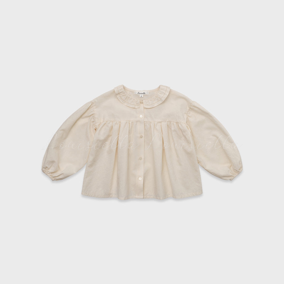 Girls Cream Ruffled Cotton Shirt