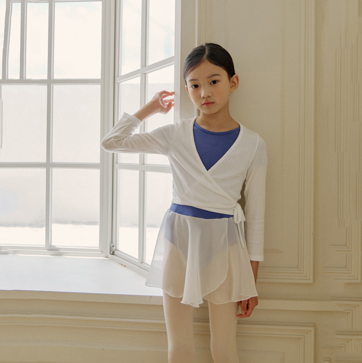Girls White Ballet Wrap Cardigan