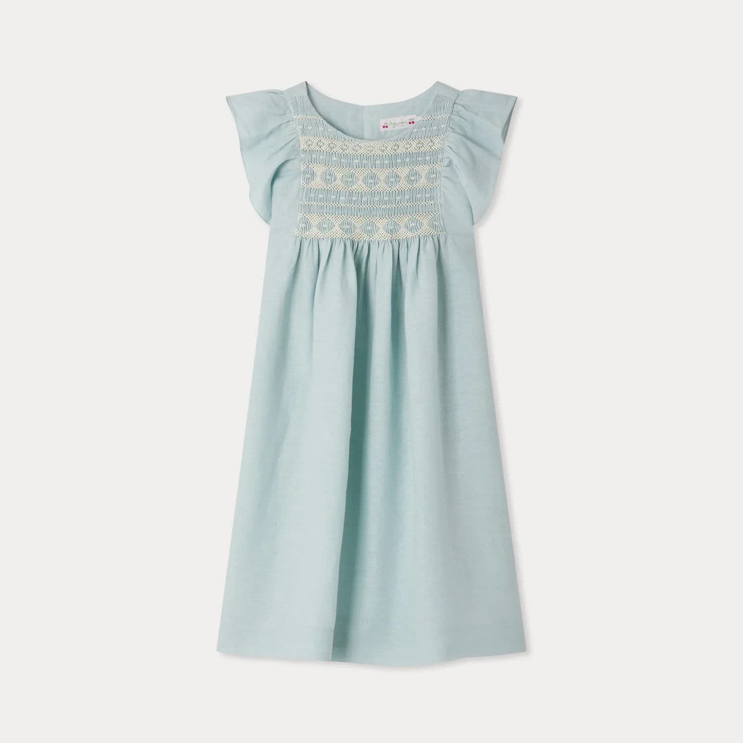 Girls Light Blue Linen Dress