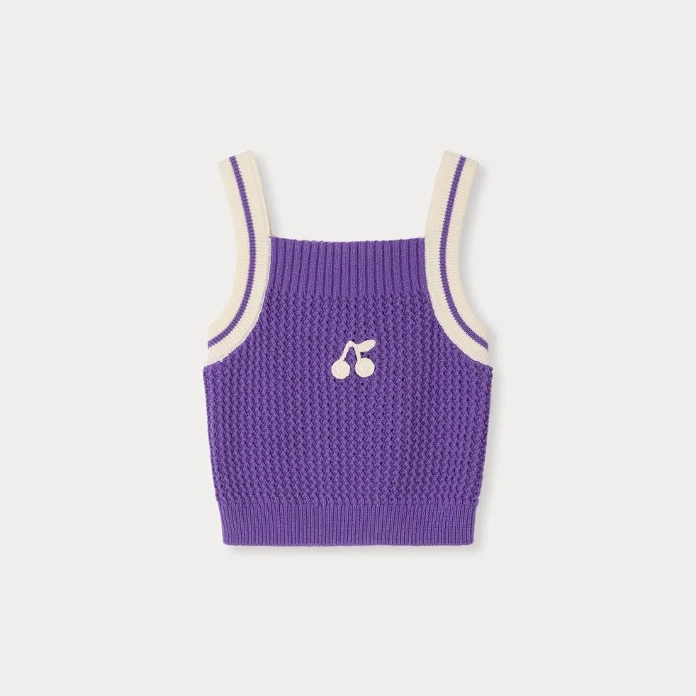 Girls Violet Cotton Knit Vest