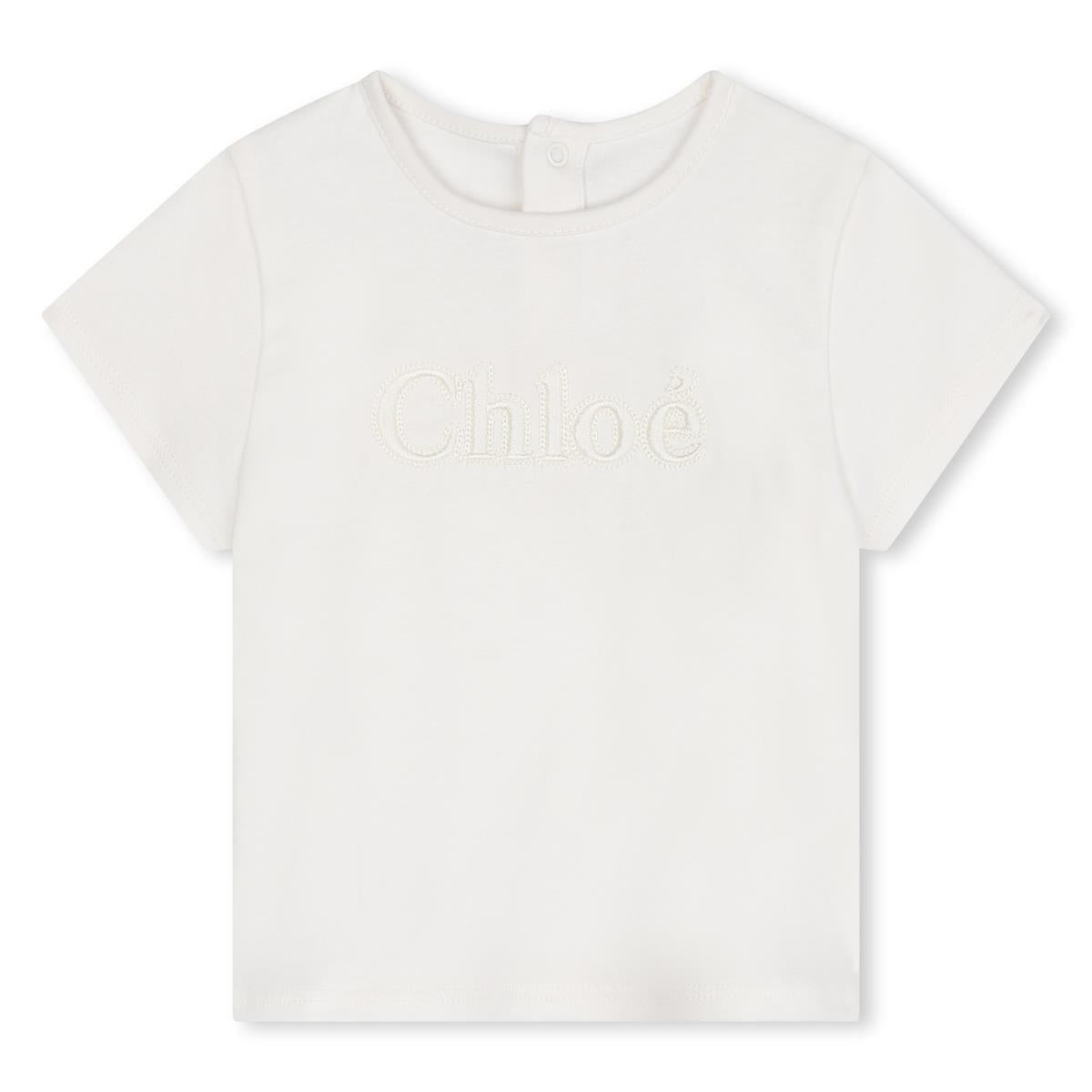 Baby Girls White Cotton T-Shirt