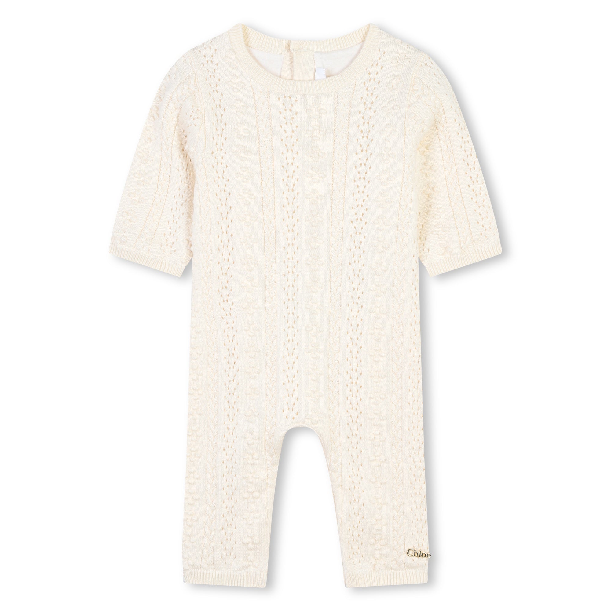 Baby Girls Beige Cotton Babysuit Set