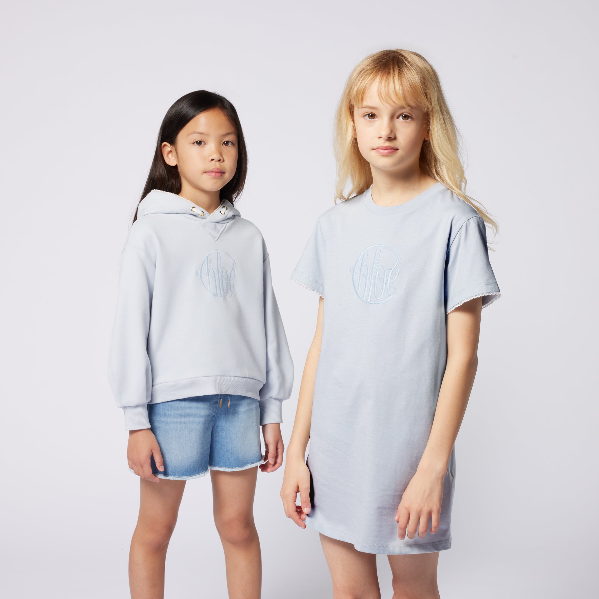 Girls Light Blue Cotton Dress