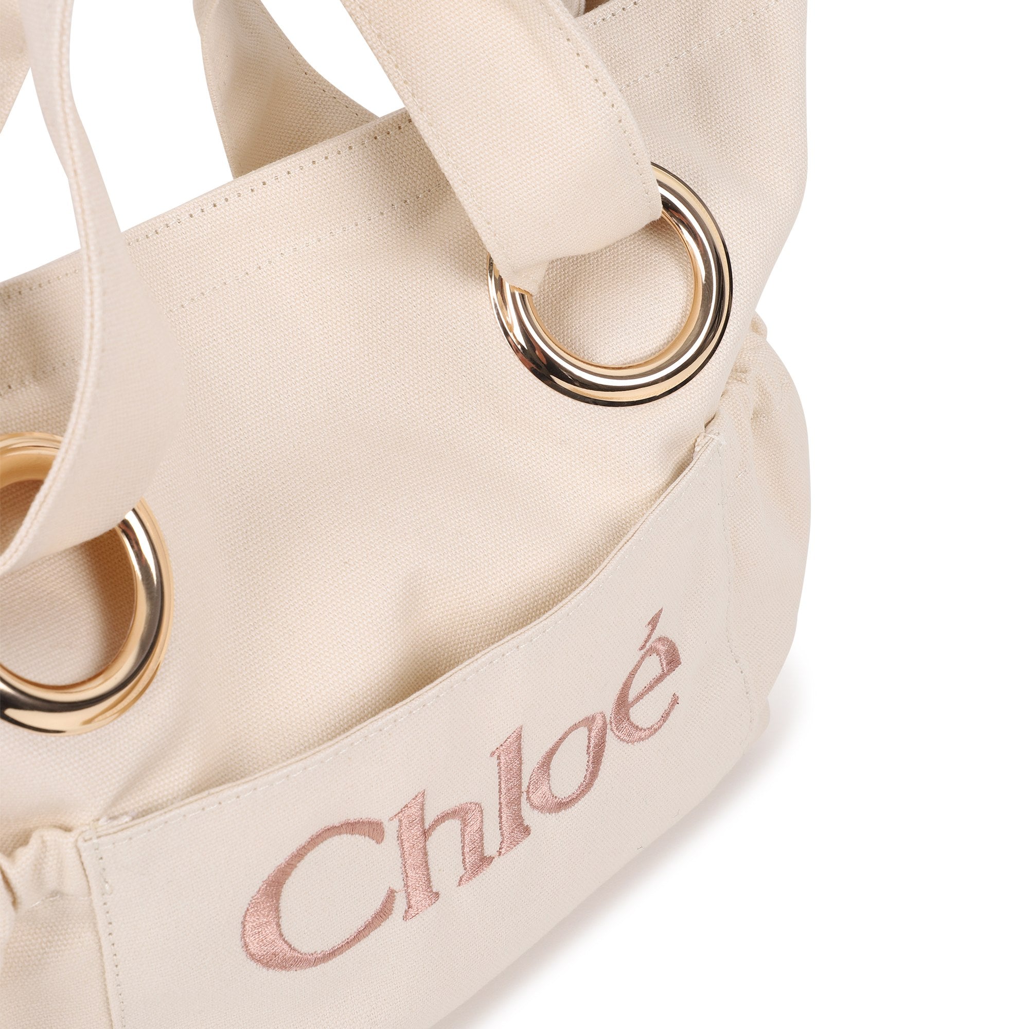 Girls Beige Embroidered Logo Handbag(W40 x H25 x D12 cm)