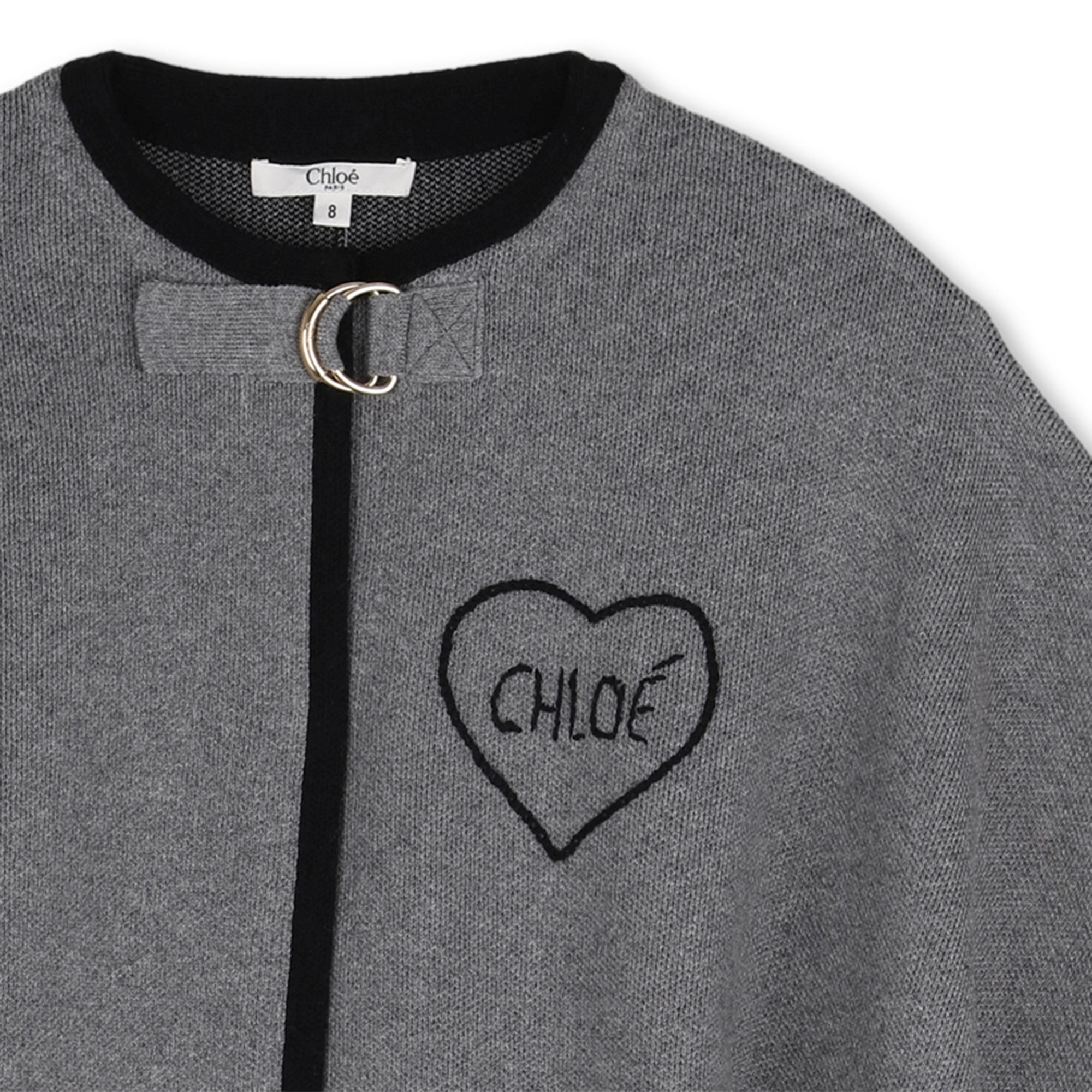 Girls Grey Embroidered Logo Cape