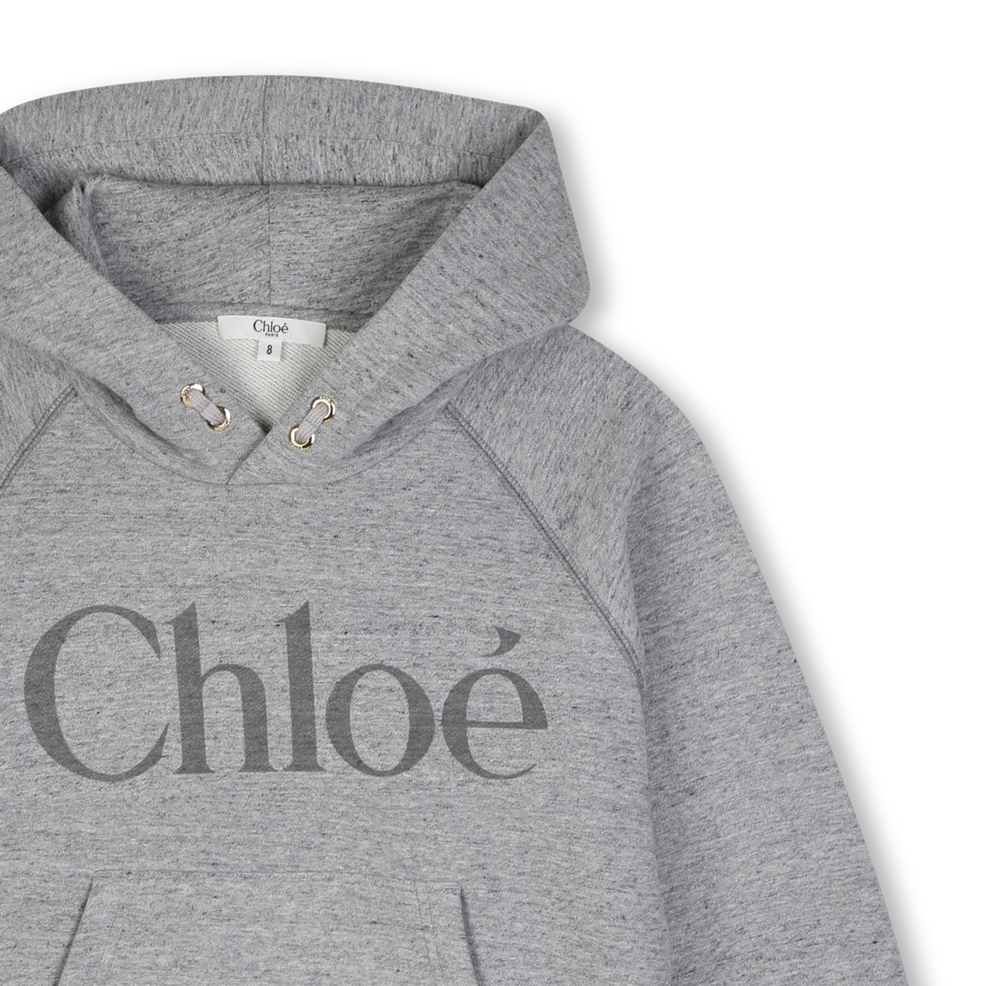 Girls Grey Hooded Cotton Sweatshirt