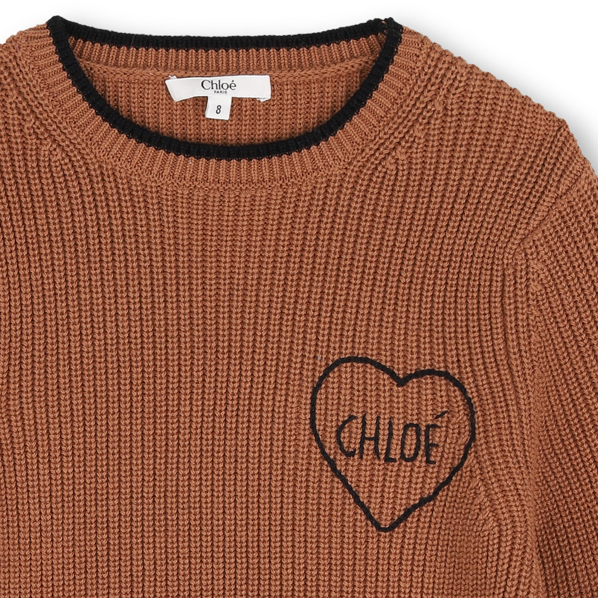 Girls Caramel Embroidered Logo Knit Sweater