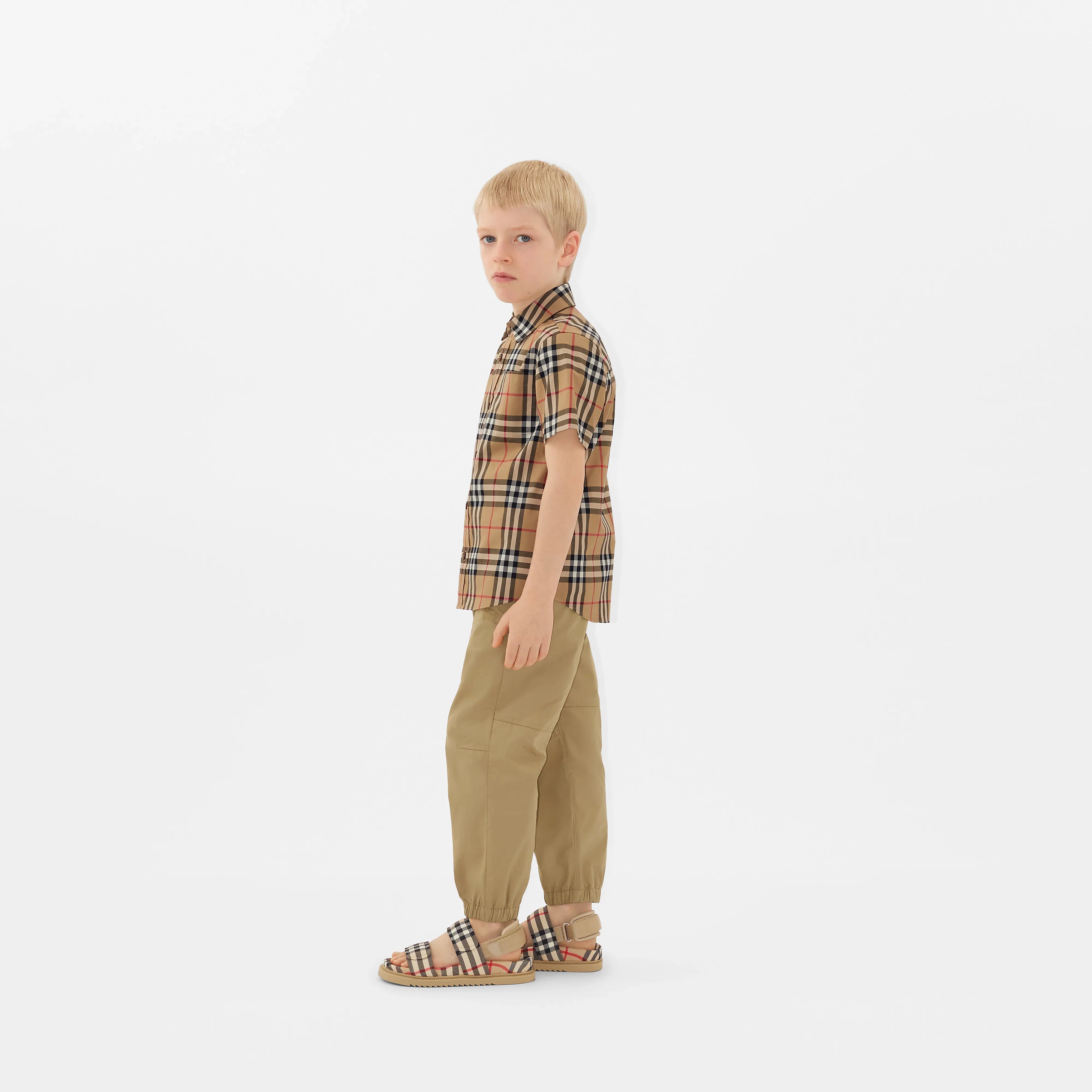 Boys Travard Logo Joggers in Beige