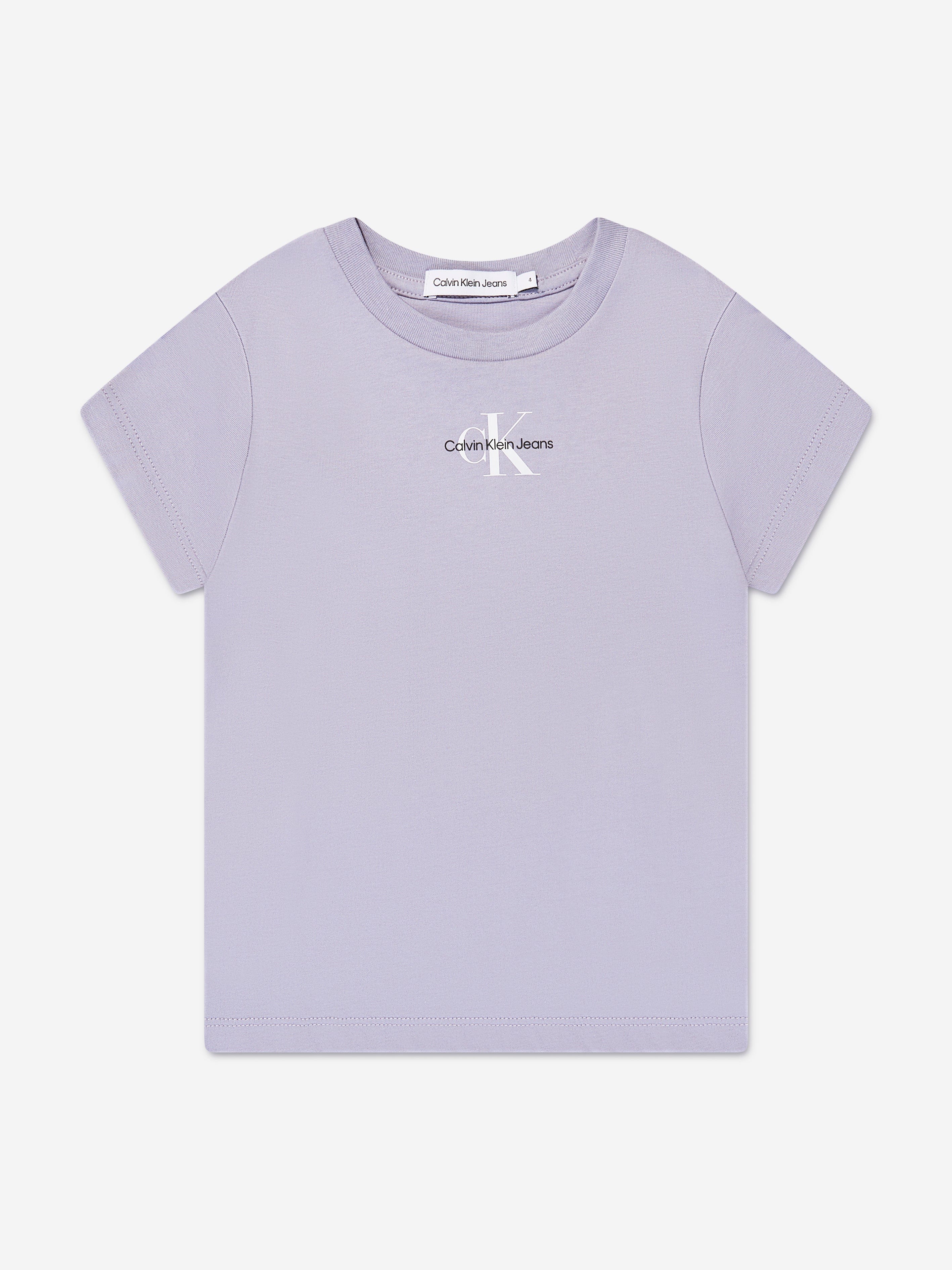 Calvin Klein Girls Micro Monogram T-Shirt in Lilac