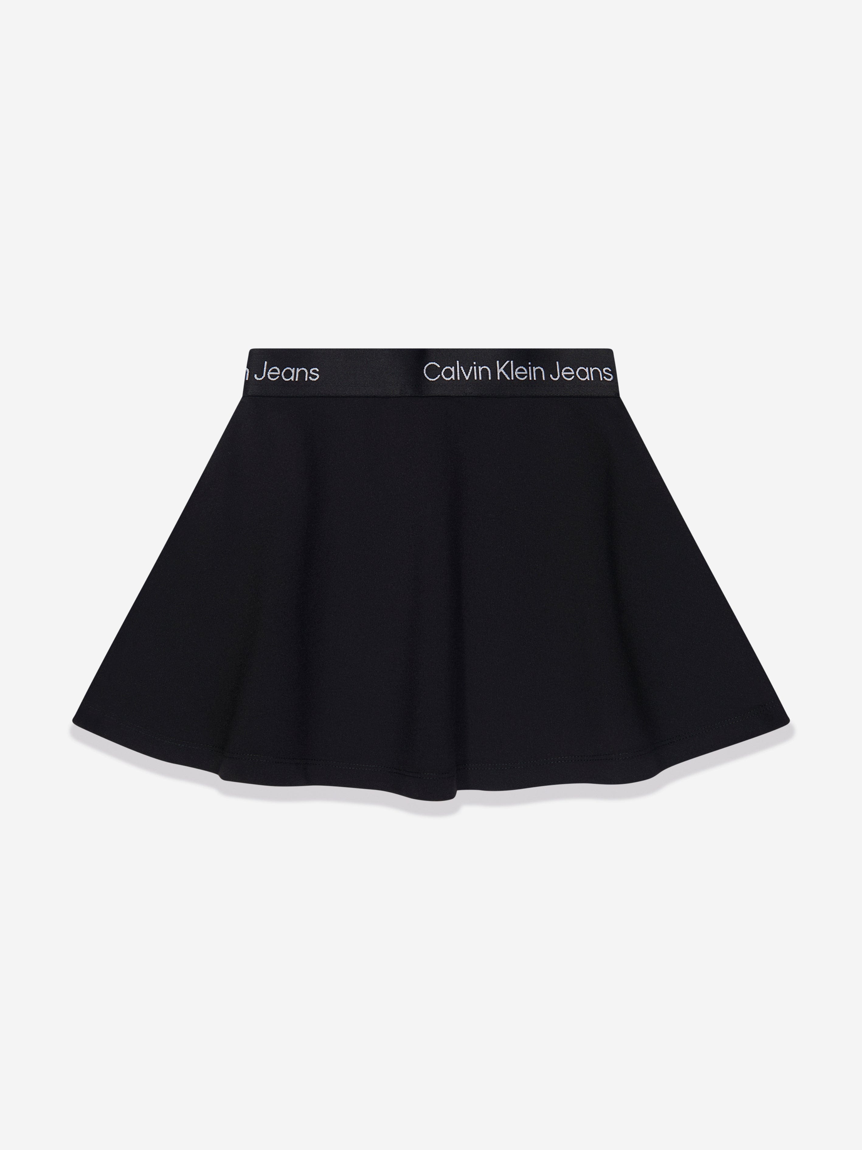 Calvin Klein Girls Punto Tape Flare Skirt in Black