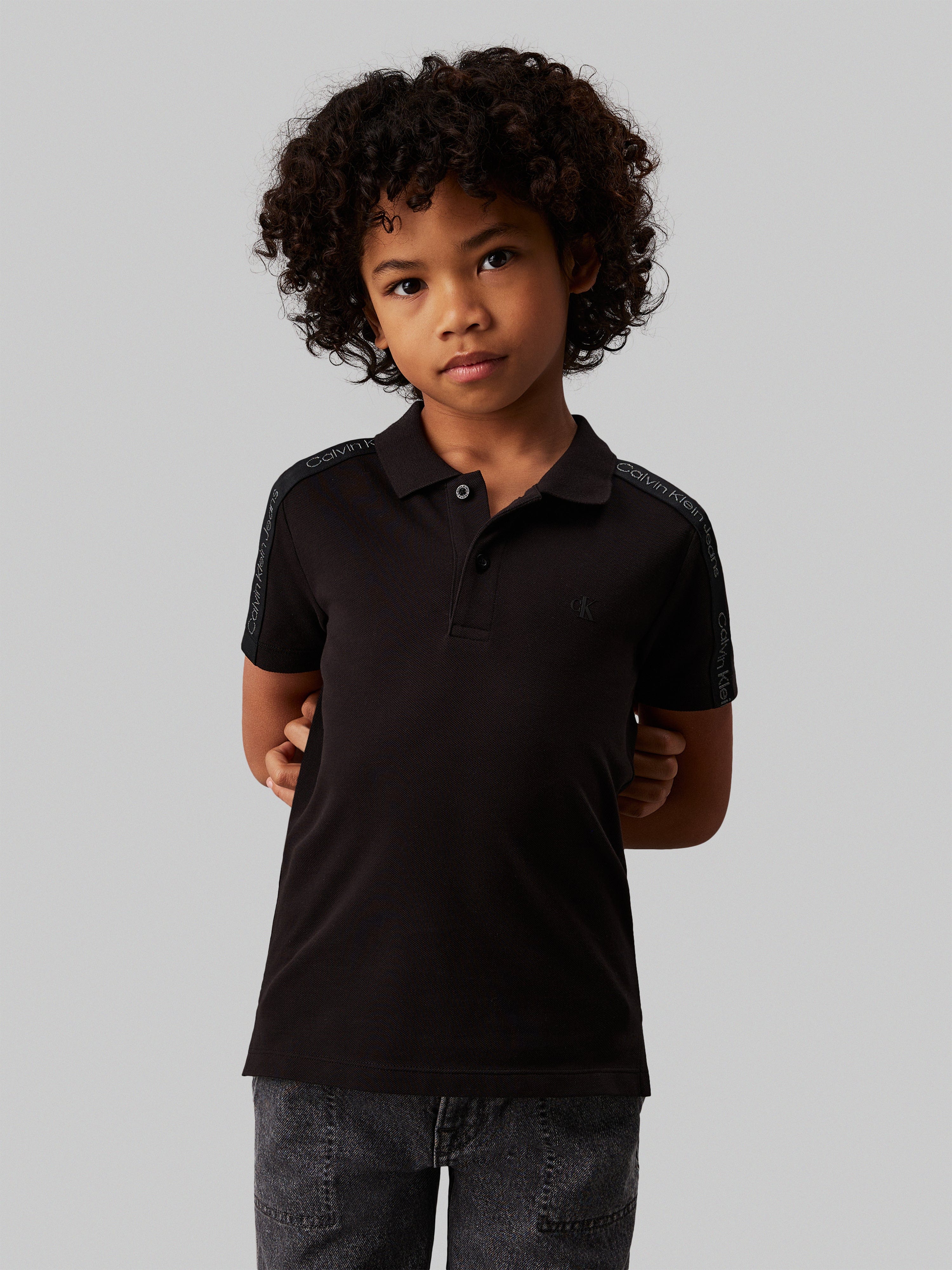 Boys Slim Fit Polo Shirt in Black