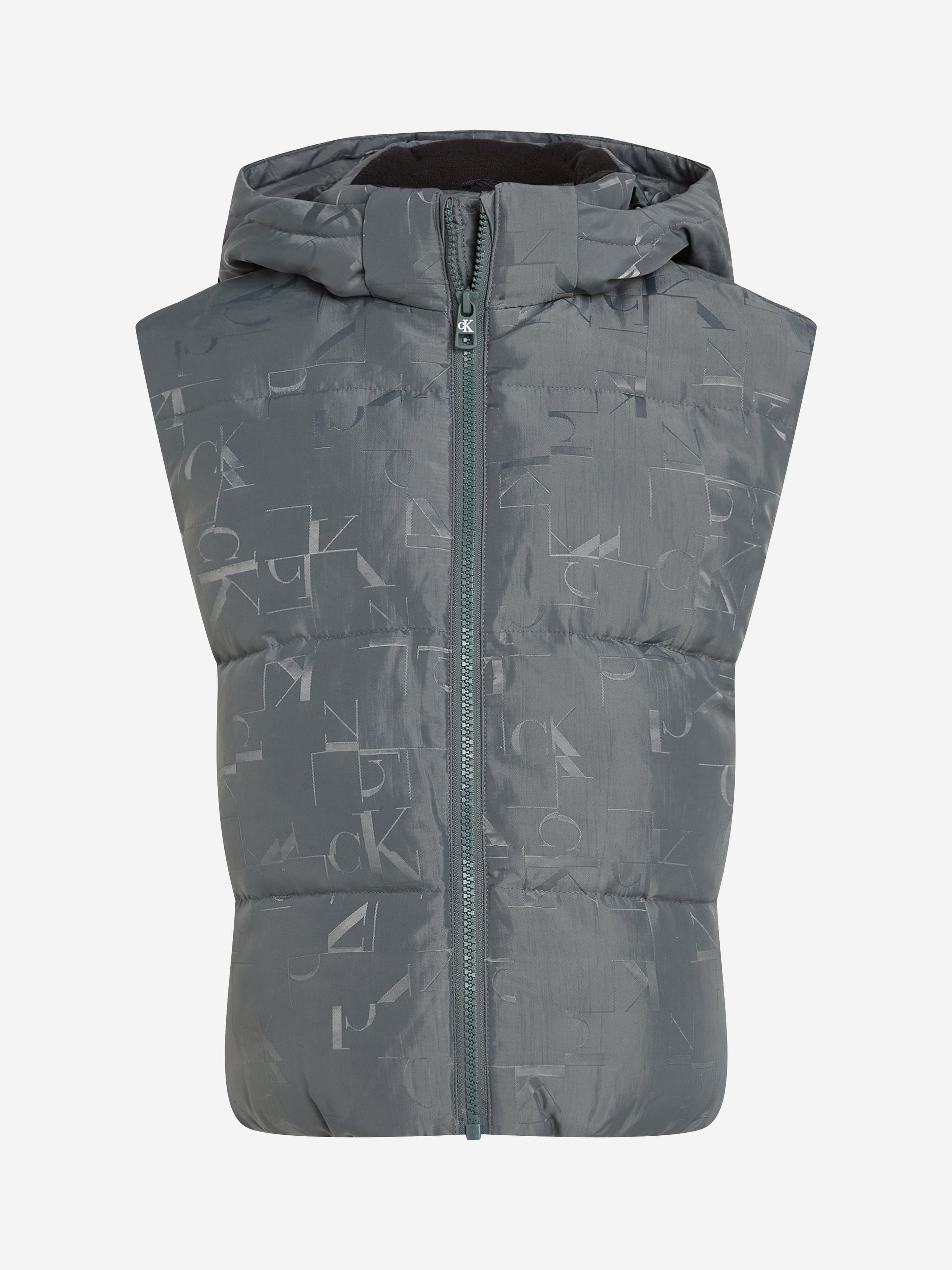 Boys City Grid Jacquard Gilet in Grey