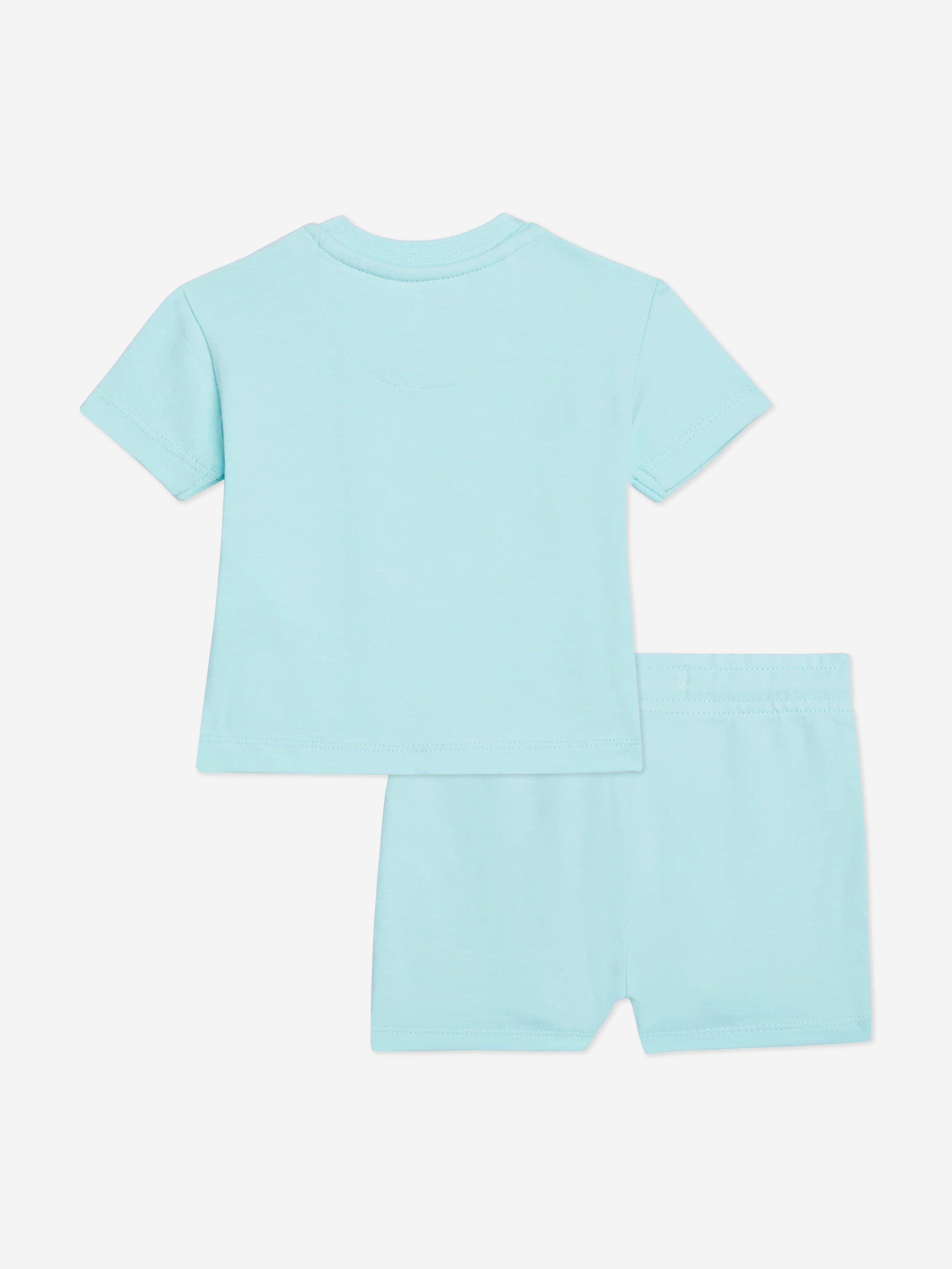 Calvin Klein Baby Monogram Logo Shorts Set in Blue