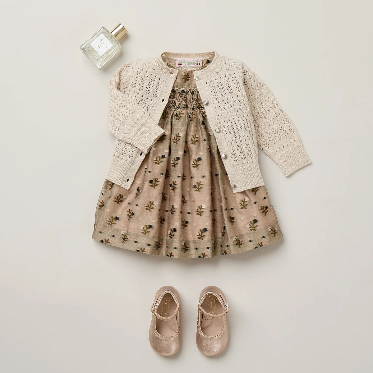 Gilet en cachemire beige pour bébés filles