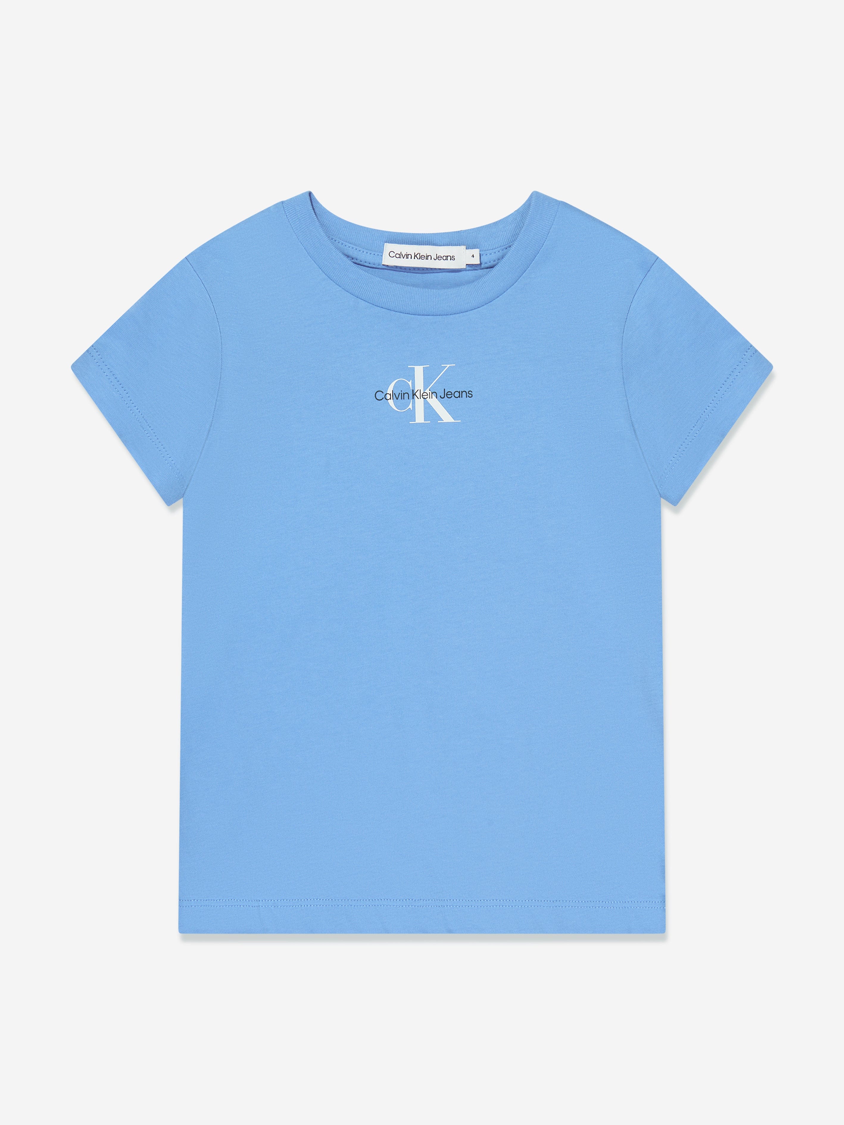 Calvin Klein Girls Micro Monogram T-Shirt in Blue