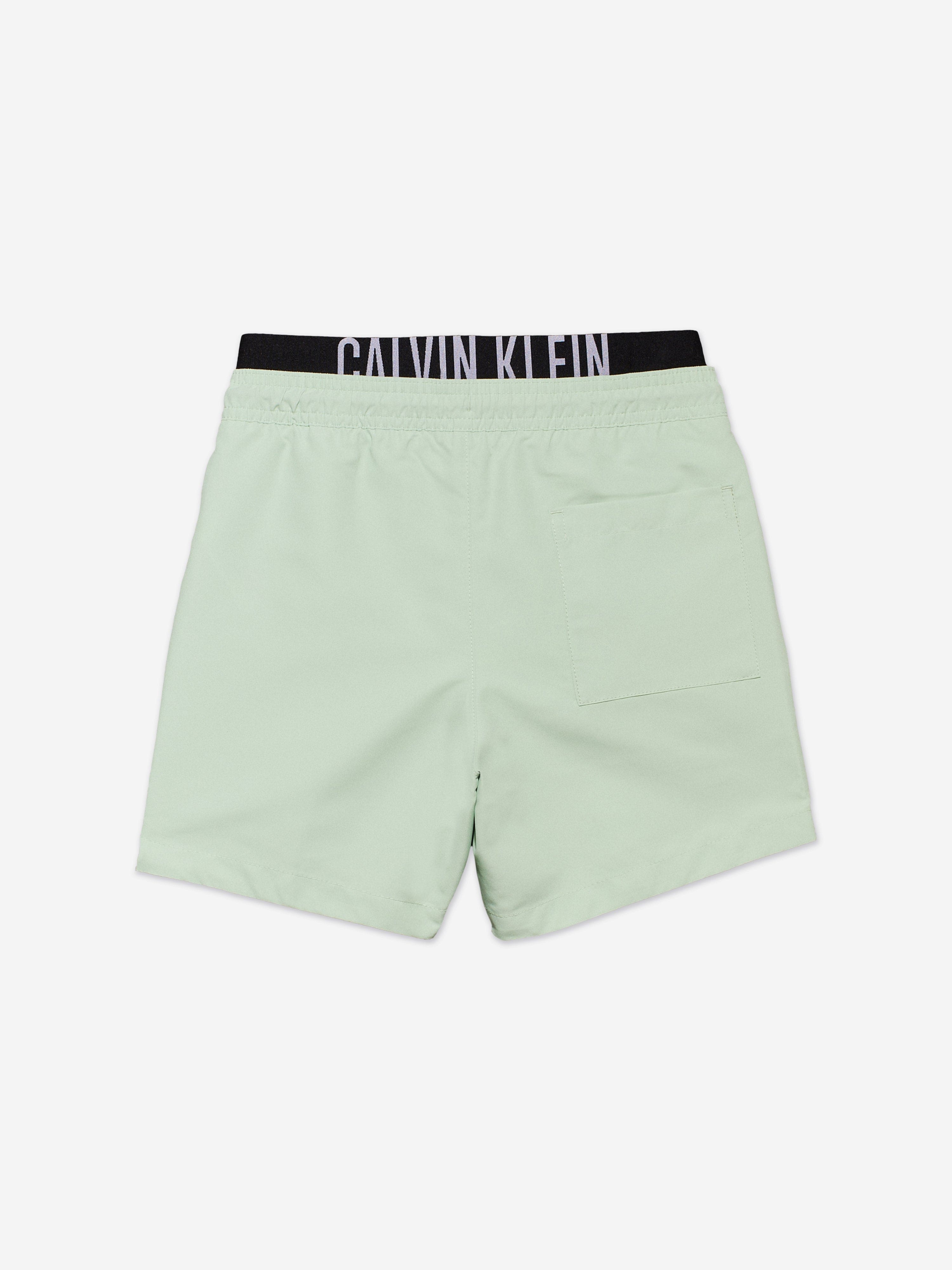 Calvin Klein Boys Medium Double Waistband Swim Shorts in Green