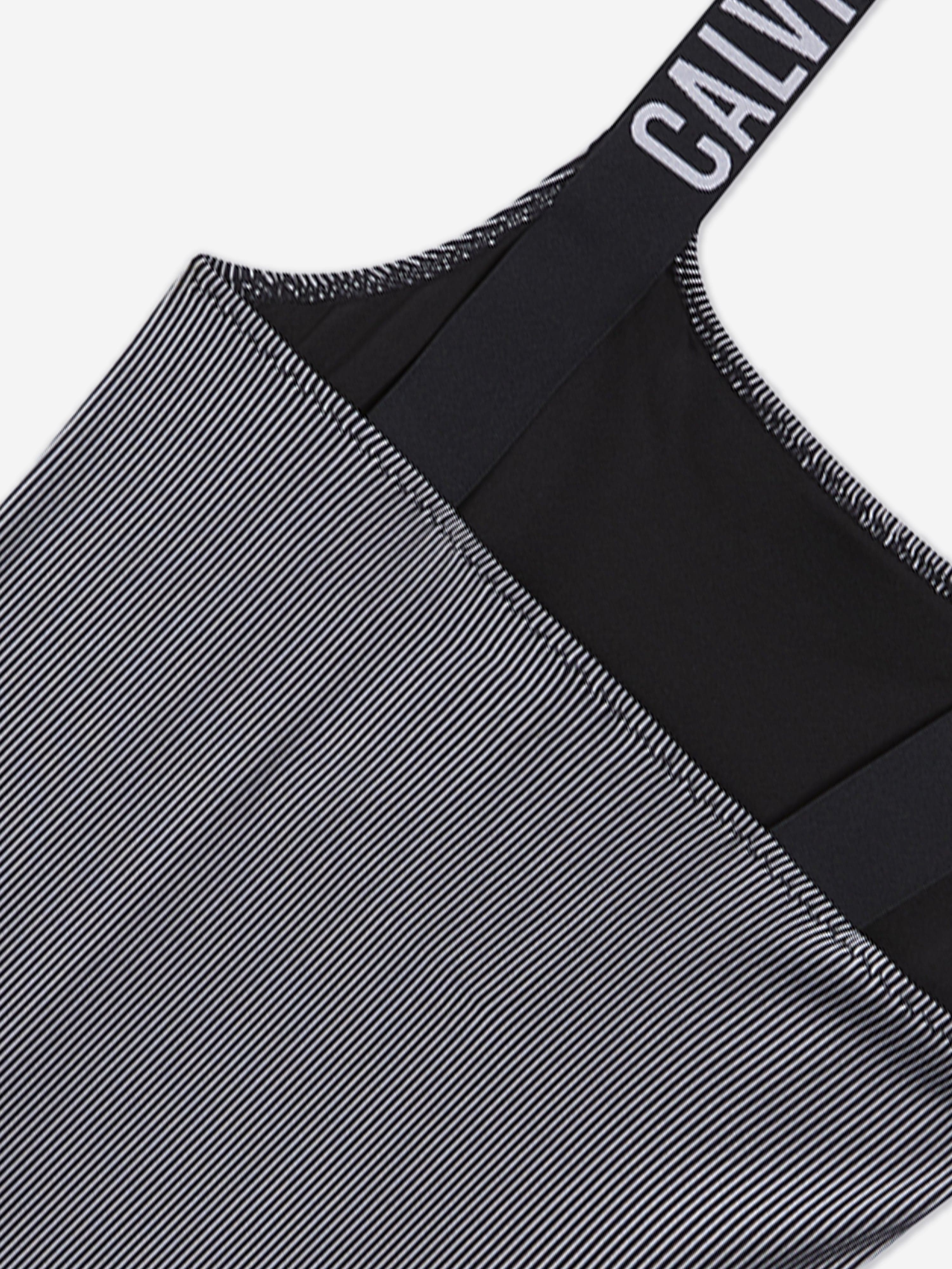 Calvin Klein Girls Logo Strap Swimsuit in Black