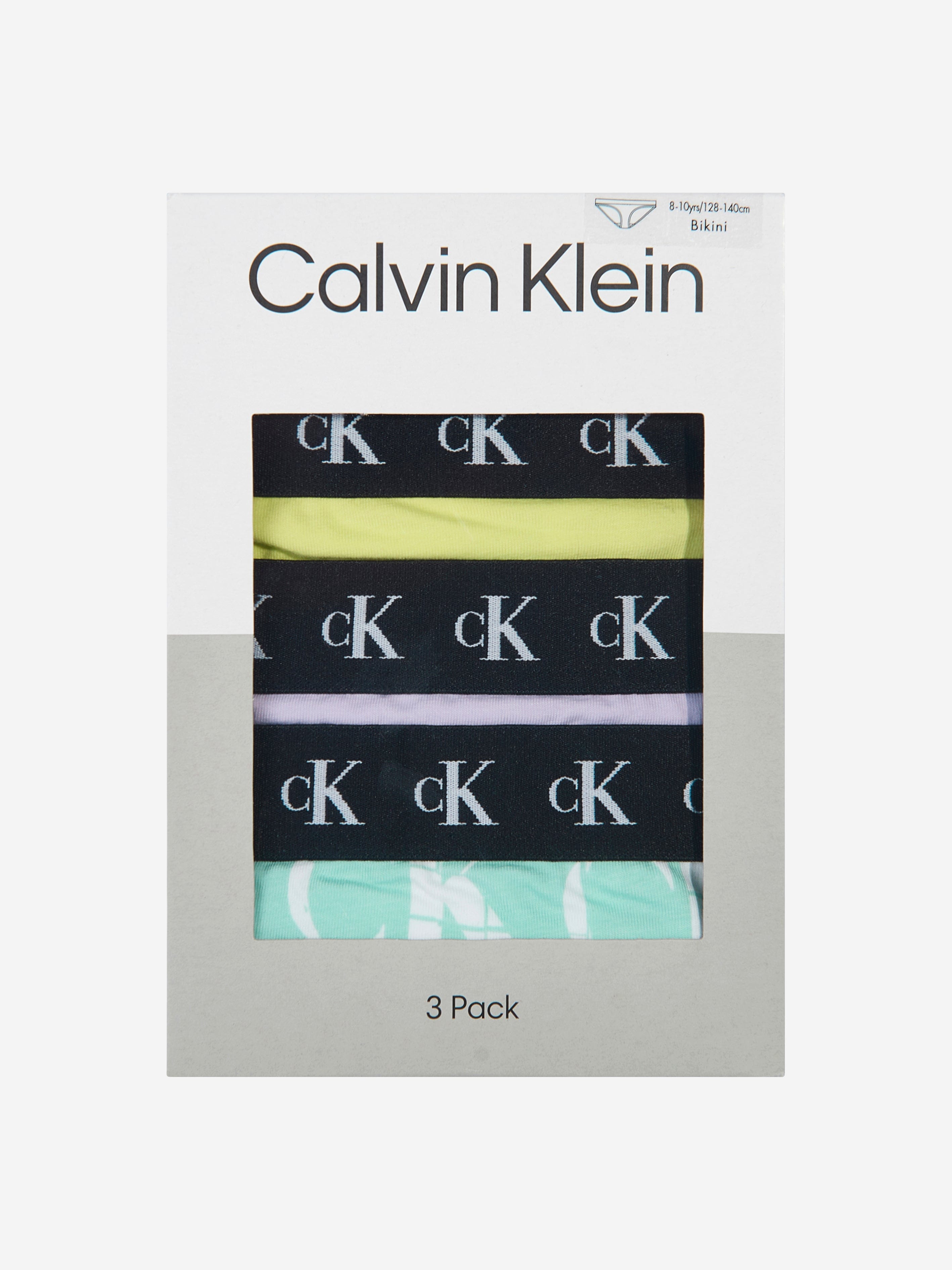 Calvin Klein Girls 3 Pack Bikini Knickers Set in Multicolour