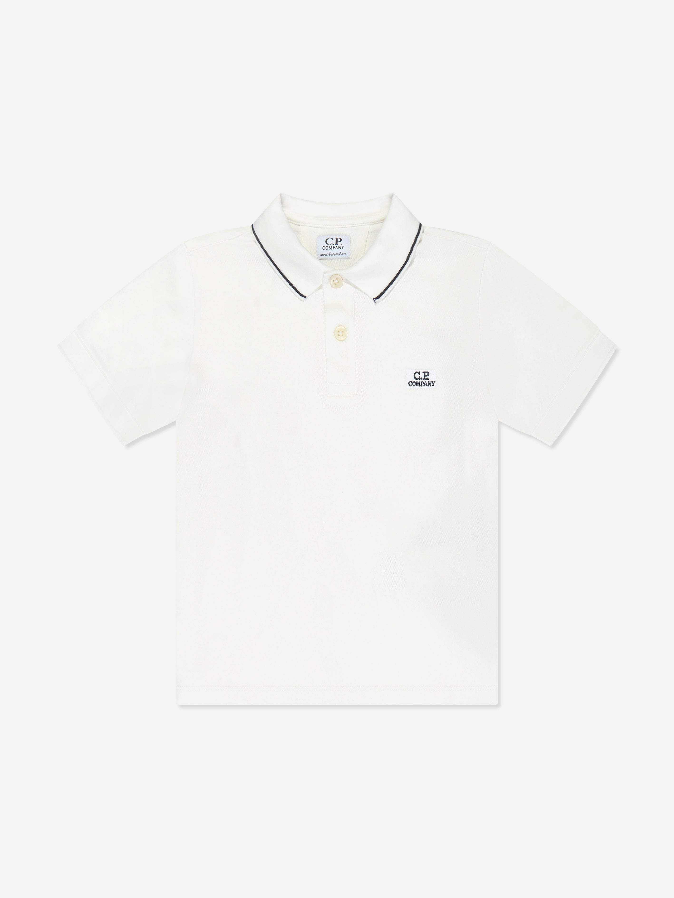 C.P. Company Boys Logo Polo Shirt in Ivory