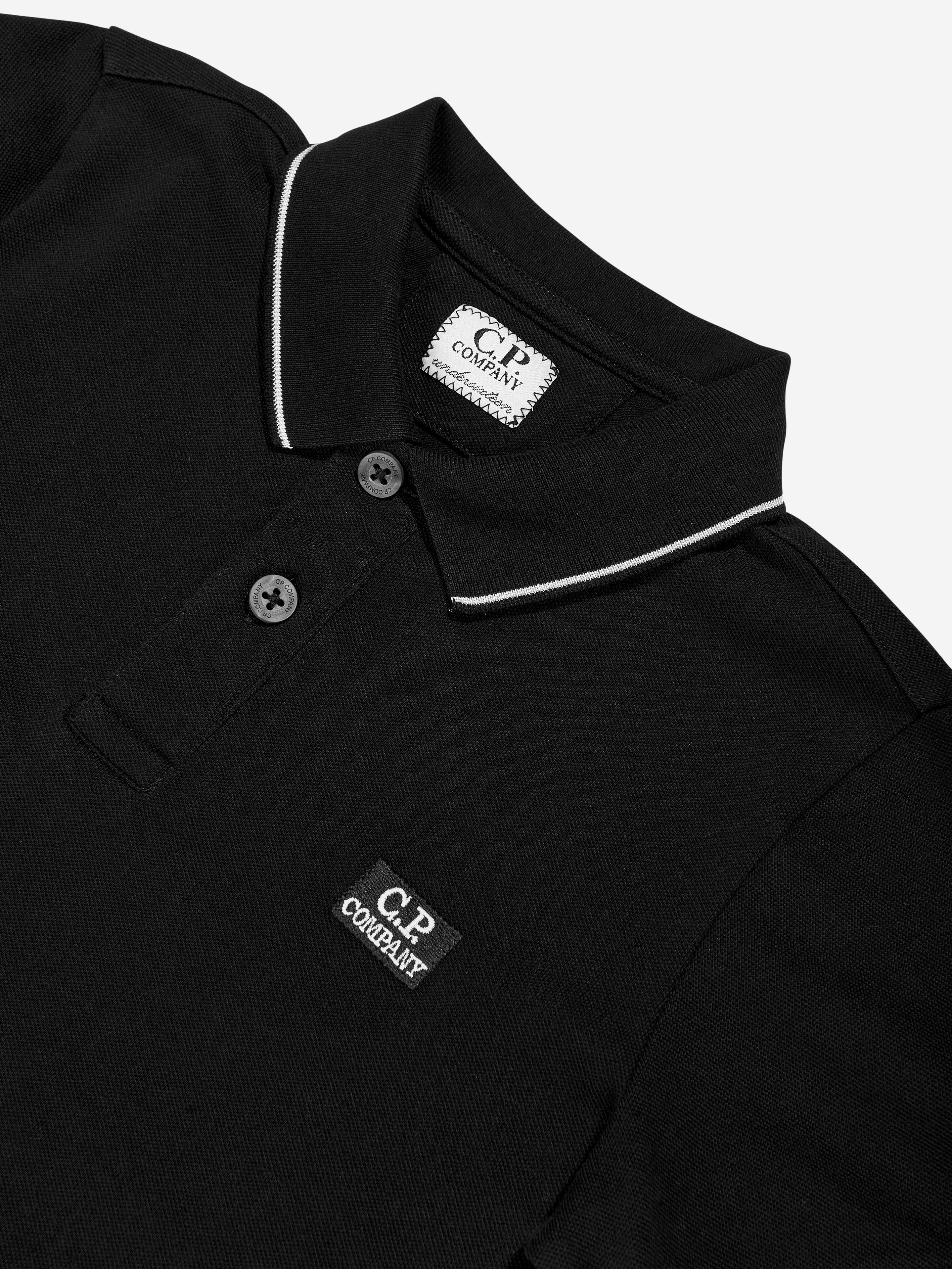 C.P. Company Boys Logo Polo Shirt in Black