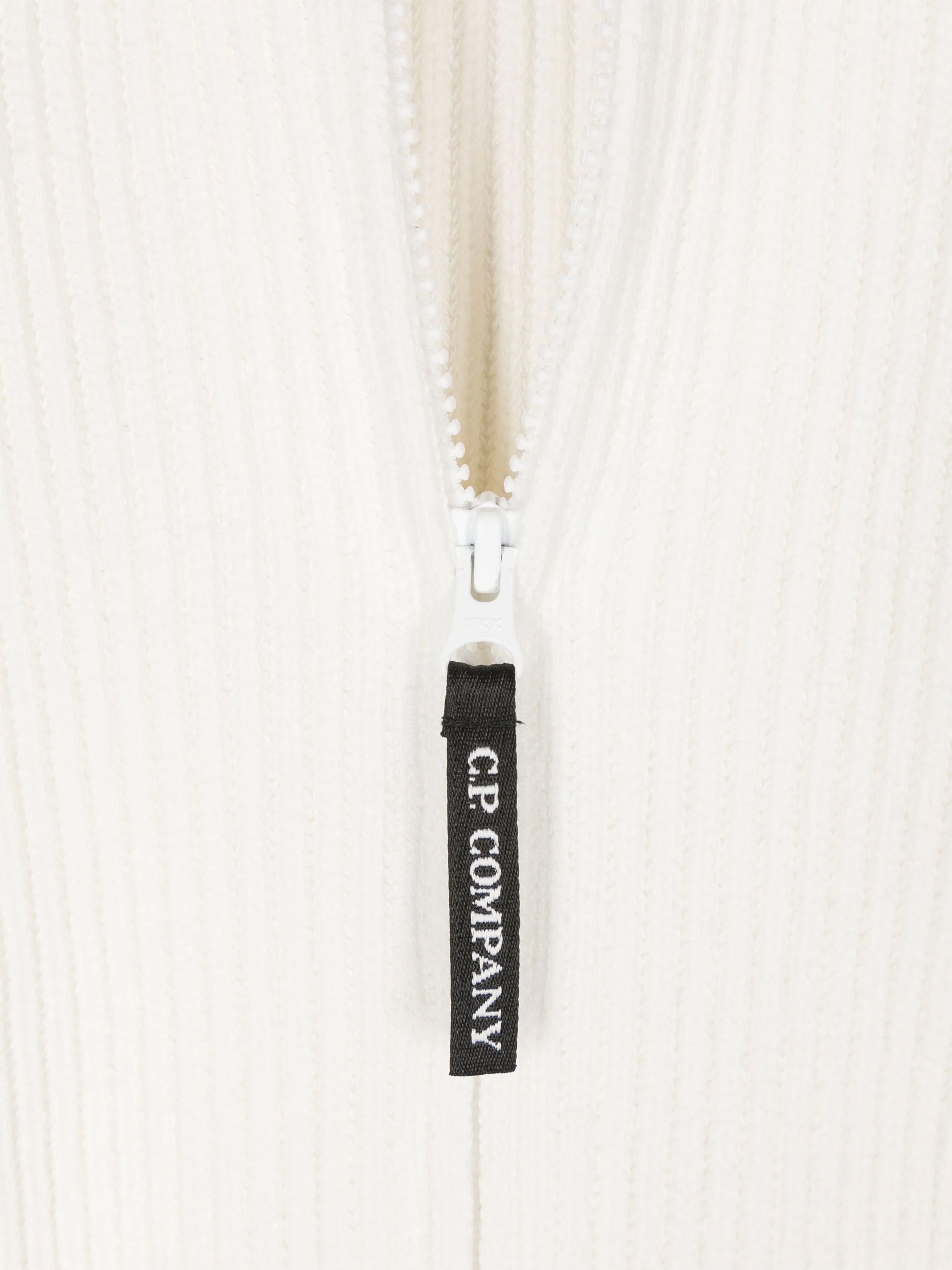 C.P. Company Boys Zip Up Knitted Top in Ivory