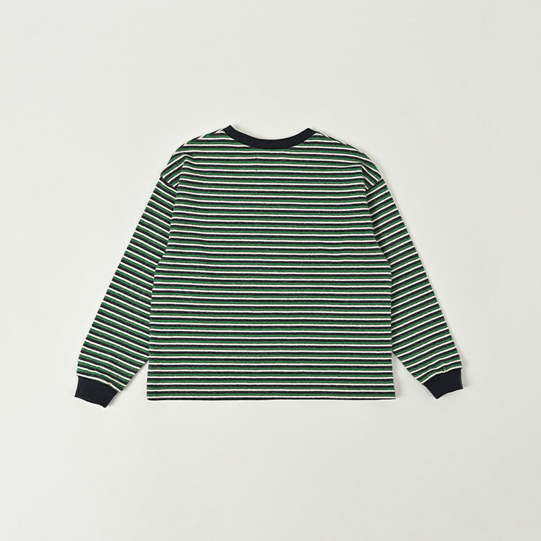 Boys & Girls Green Stripes Cotton T-Shirt