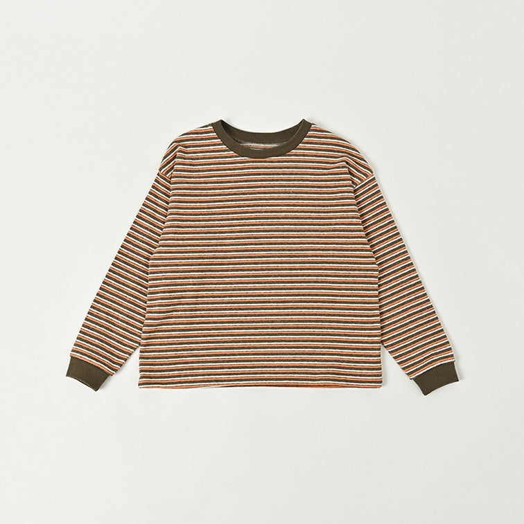 Boys & Girls Orange Stripes Cotton T-Shirt