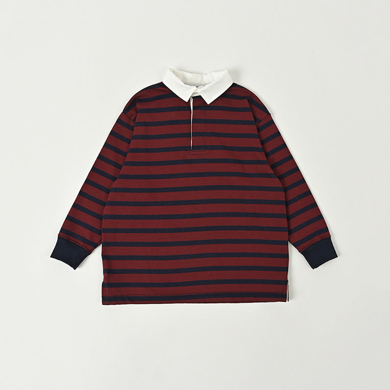 Boys & Girls Wine Red Stripes Cotton Polo Shirt