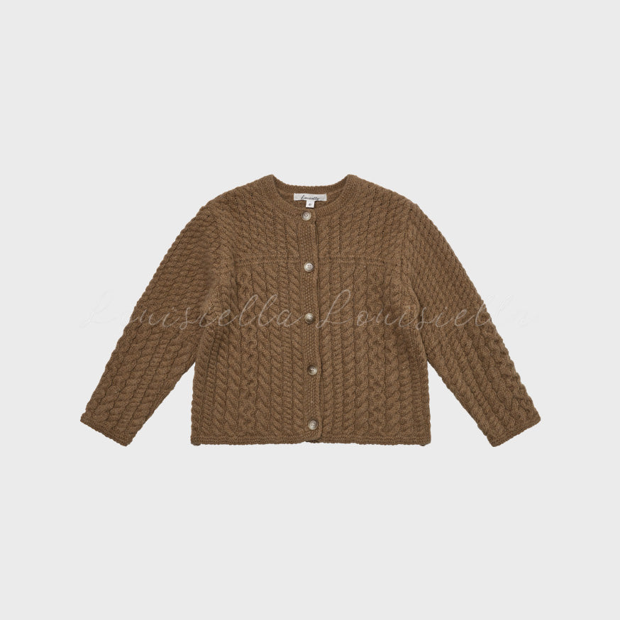 Girls Light Brown Knit Wool Cardigan