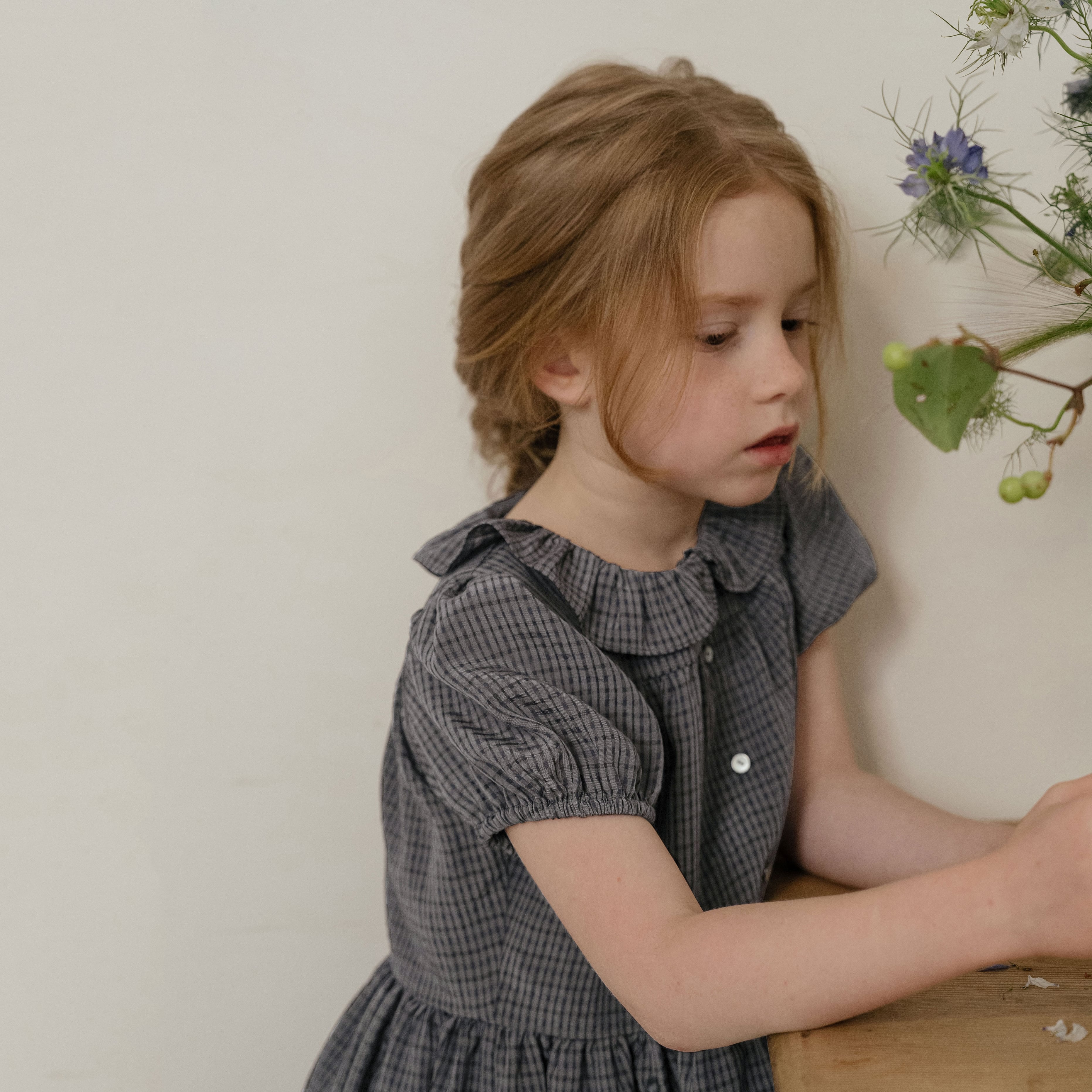 Girls Dark Grey Check Dress