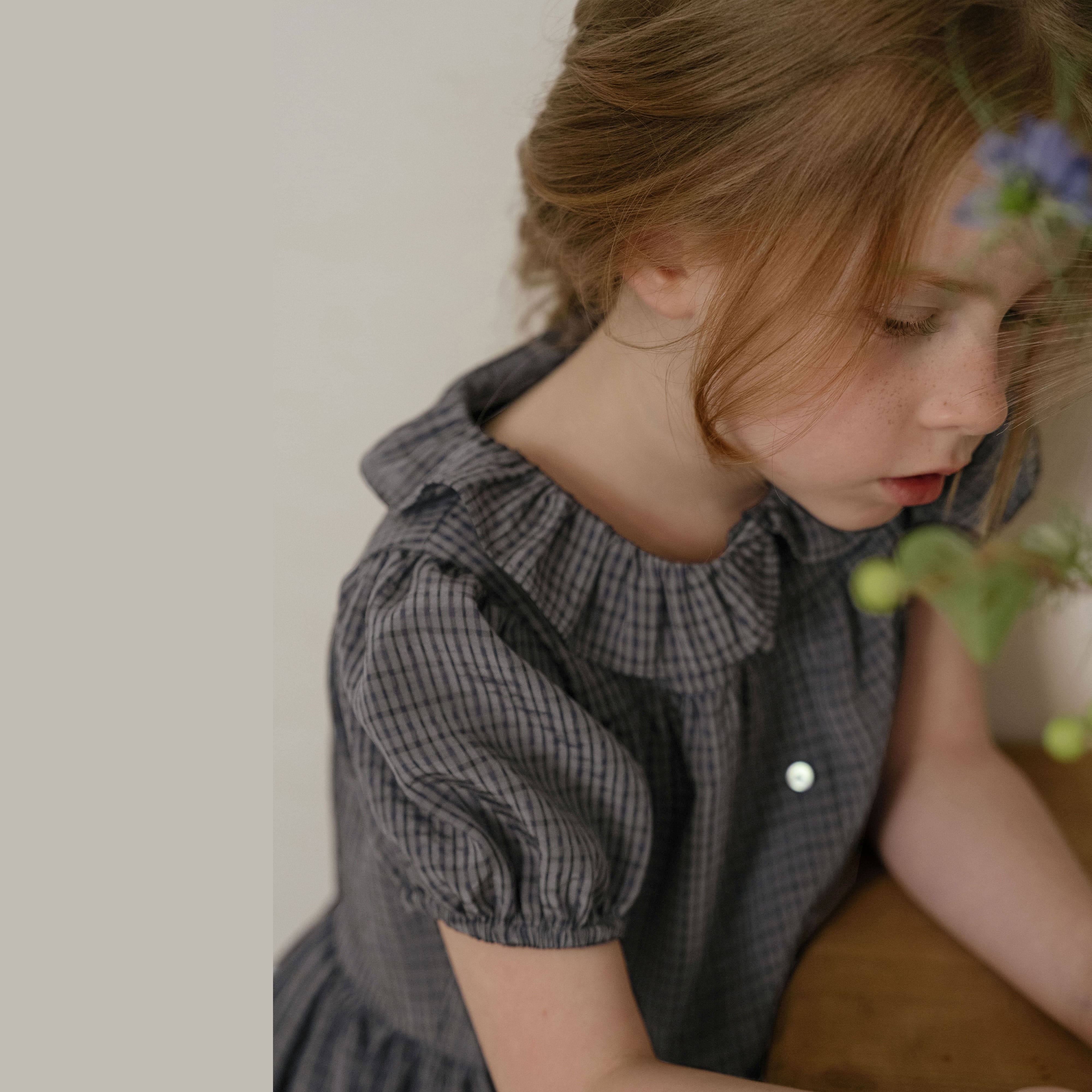 Girls Dark Grey Check Dress