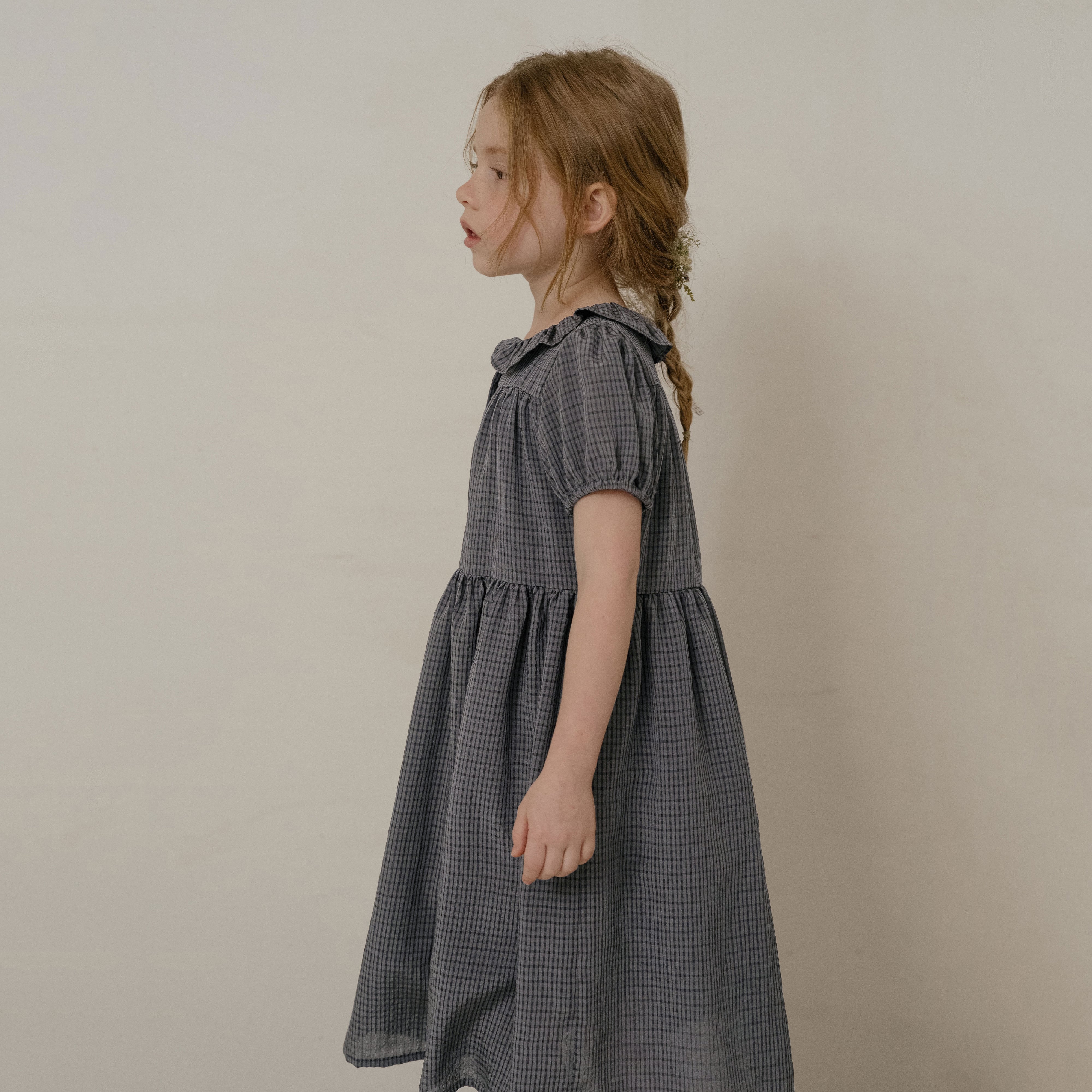 Girls Dark Grey Check Dress