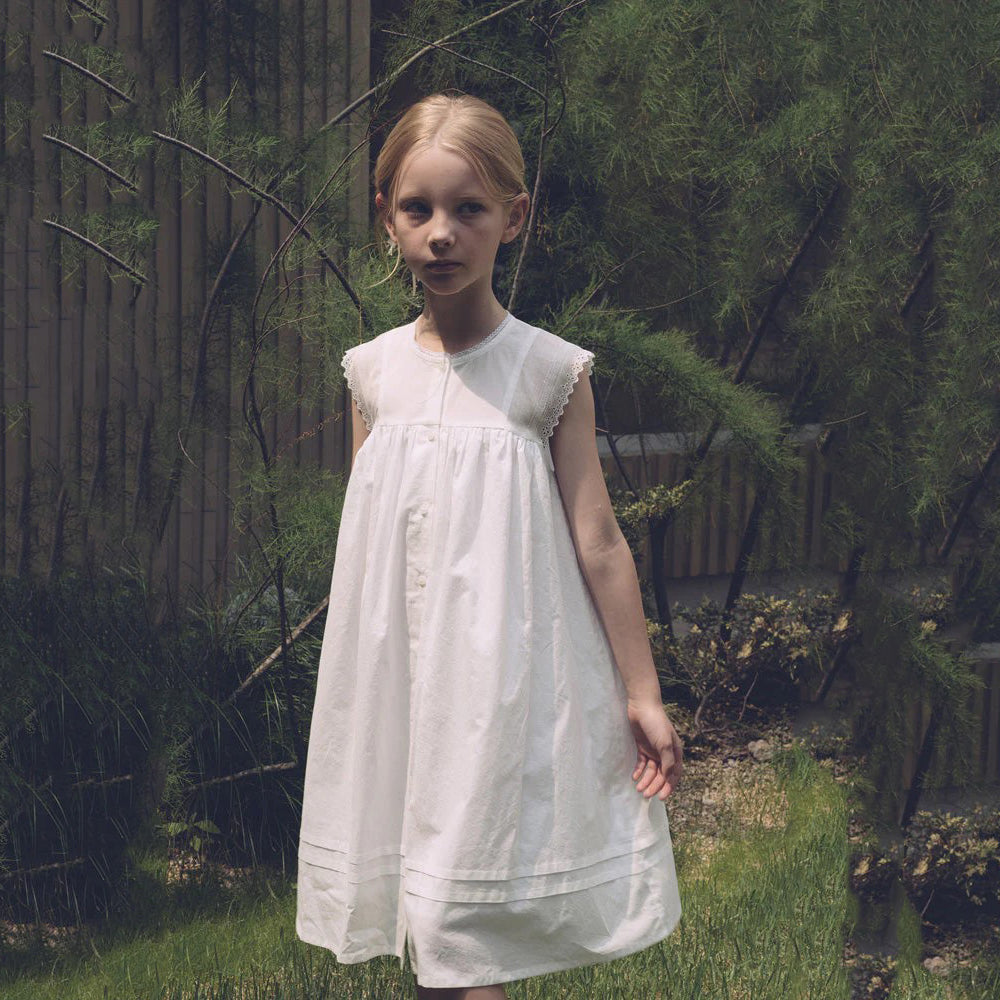 Girls White Cotton Dress