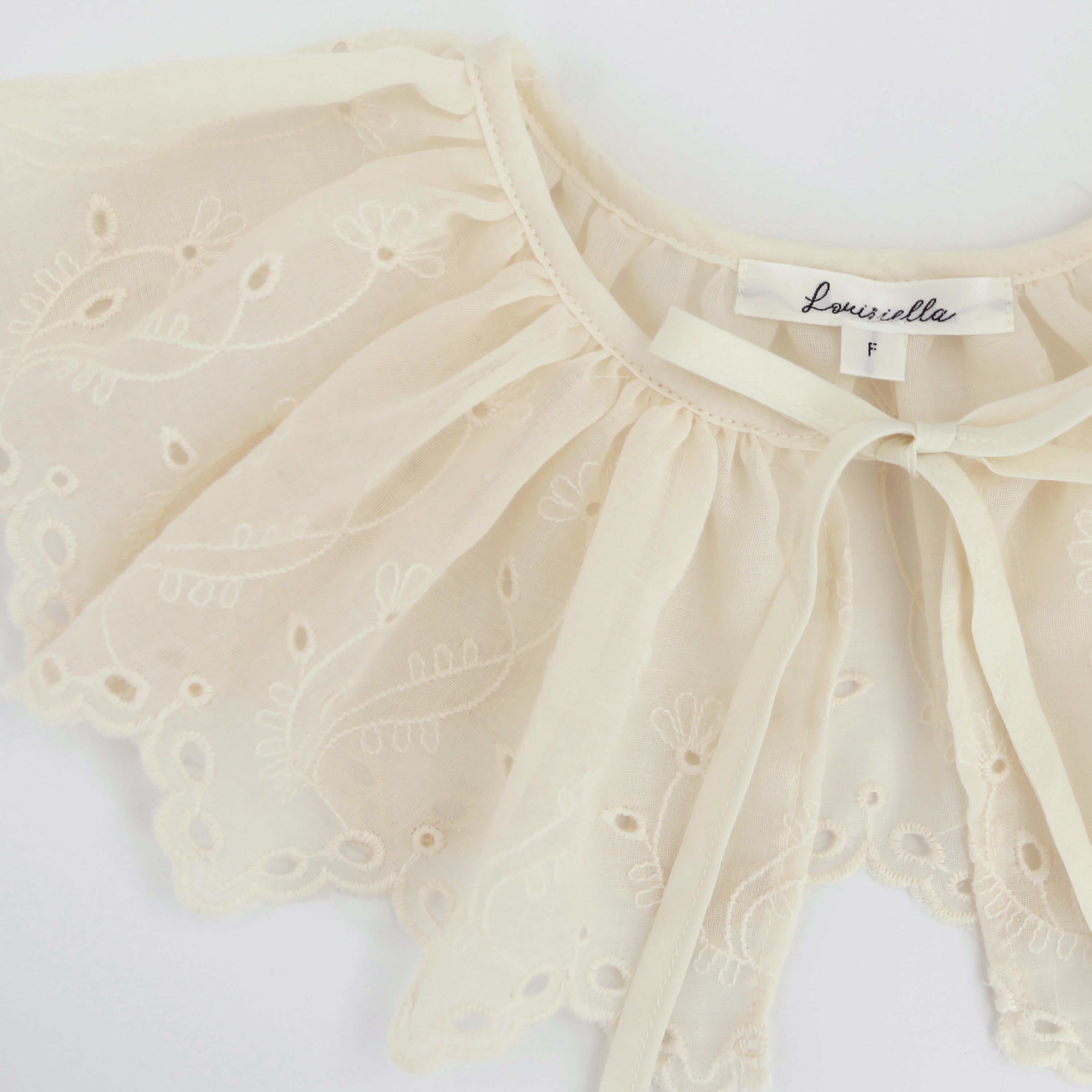 Girls Ivory Embroidered Removable Collar